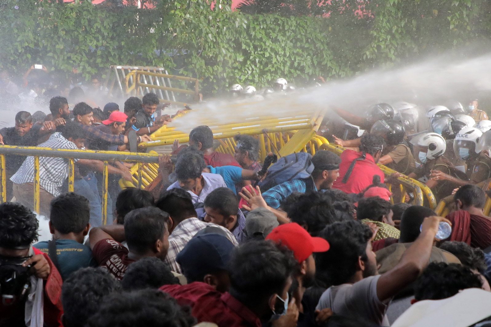 Police use water cannon to disperse student protestors in Colombo, Sri Lanka, on May 19.