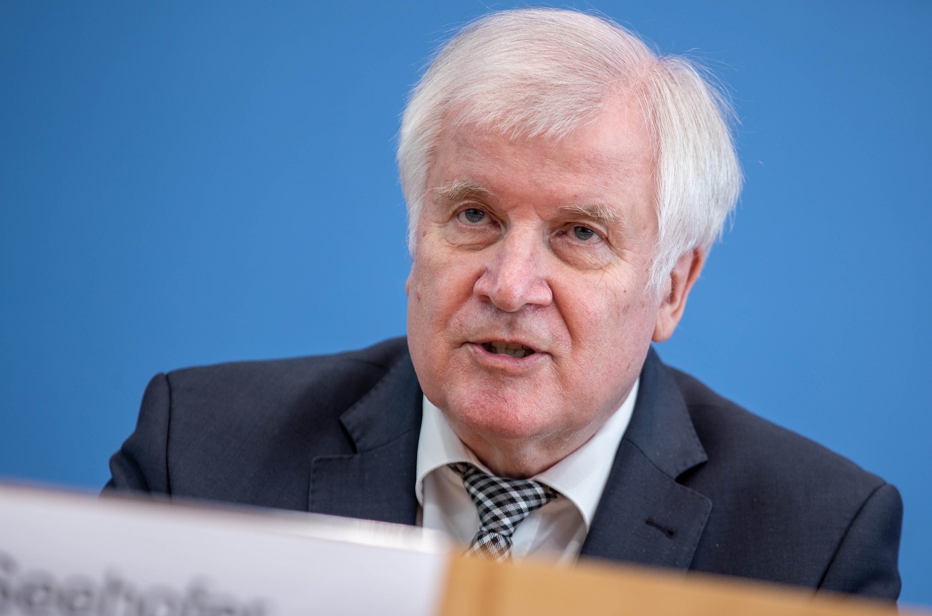 German Minister of the Interior Horst Seehofer speaks during a press conference on July 21, in Berlin, Germany. 