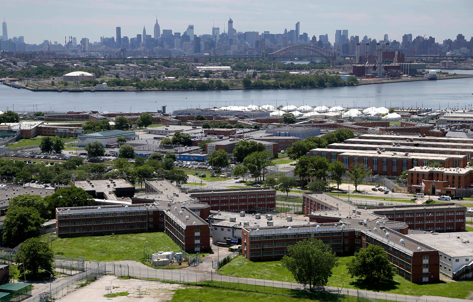 An aerial view of Rikers Island correctional facility in New York City.