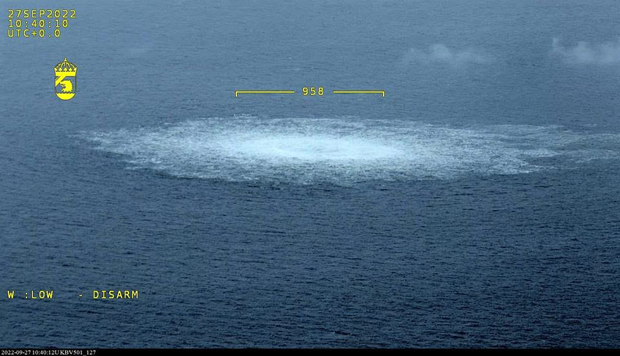 Gas emanating from a leak on the Nord Stream 2 gas pipeline in the Baltic Sea on September 27.