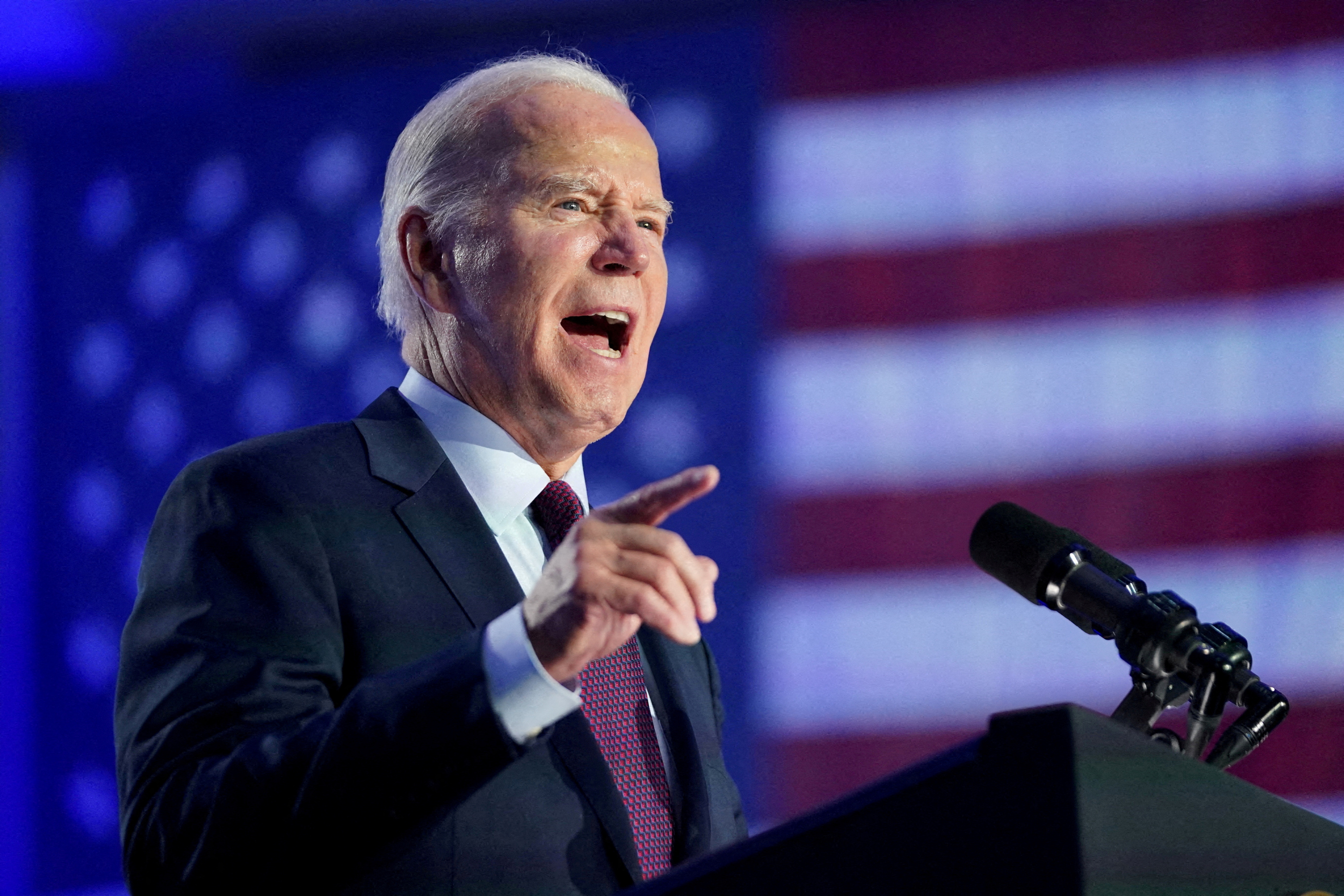 Joe Biden holds a campaign rally ahead of the state's Democratic presidential primary, in Las Vegas, Nevada, on February 4.