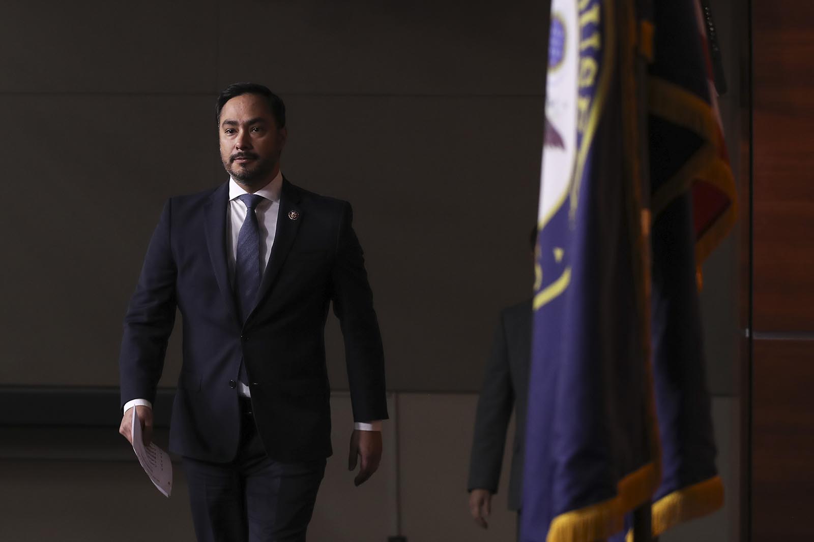 Congressional Hispanic Caucus chairman Rep. Joaquin Castro arrives for a news conference to discuss the Supreme Court case involving Deferred Action for Childhood Arrivals at the U.S. Capitol on November 12, 2019 in Washington.