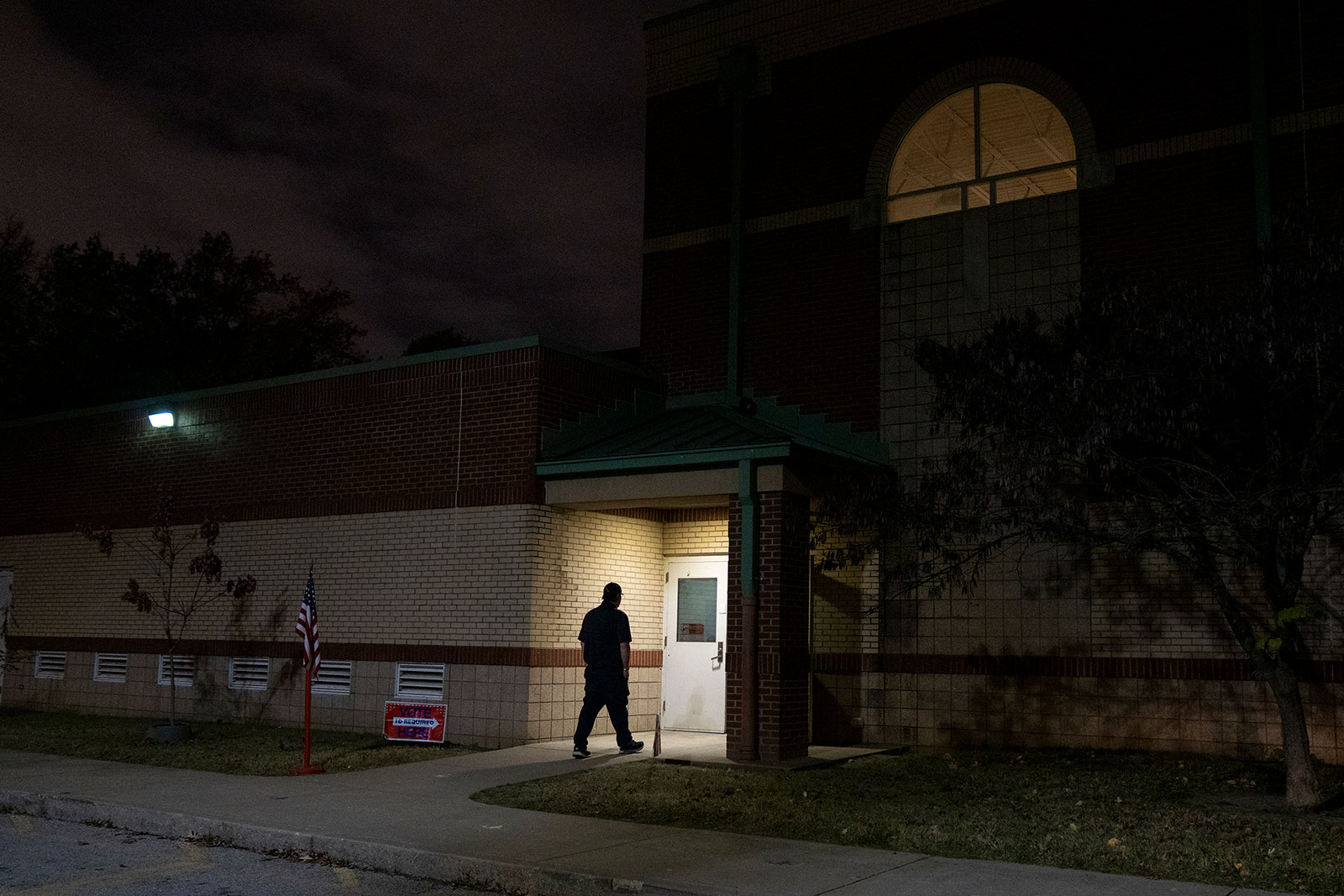 A voter walks into a polling location in Louisville, Kentucky.