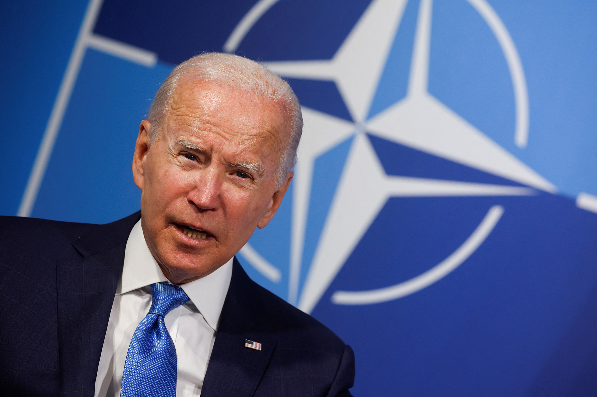 US President Joe Biden at the start of the NATO summit at the IFEMA arena in Madrid, Spain, on June 29.