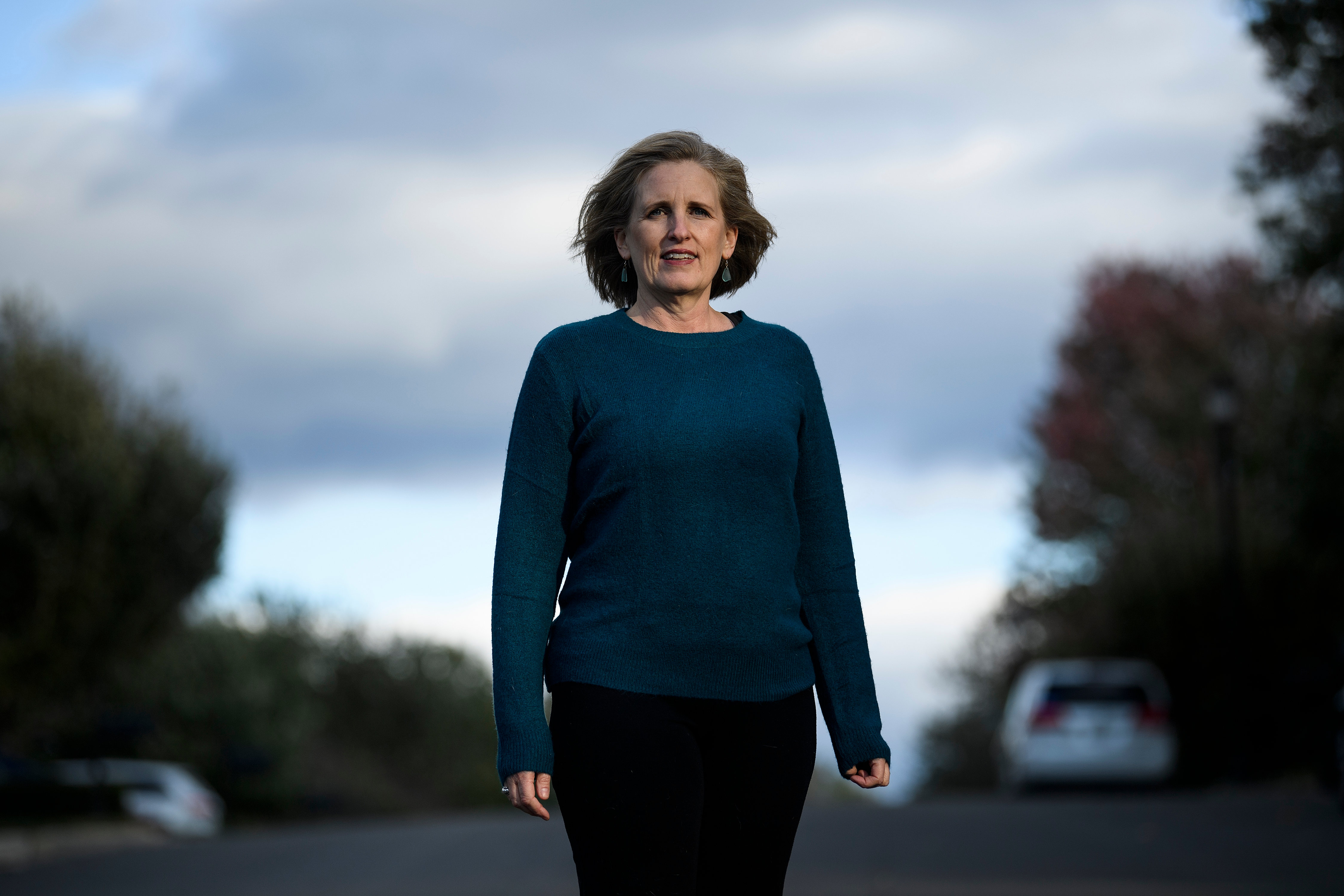 Juli Briskman, who is projected to become supervisor for the Algonkian District in Loudoun County, poses on Oct.17, 2019, in Sterling, Virginia. 