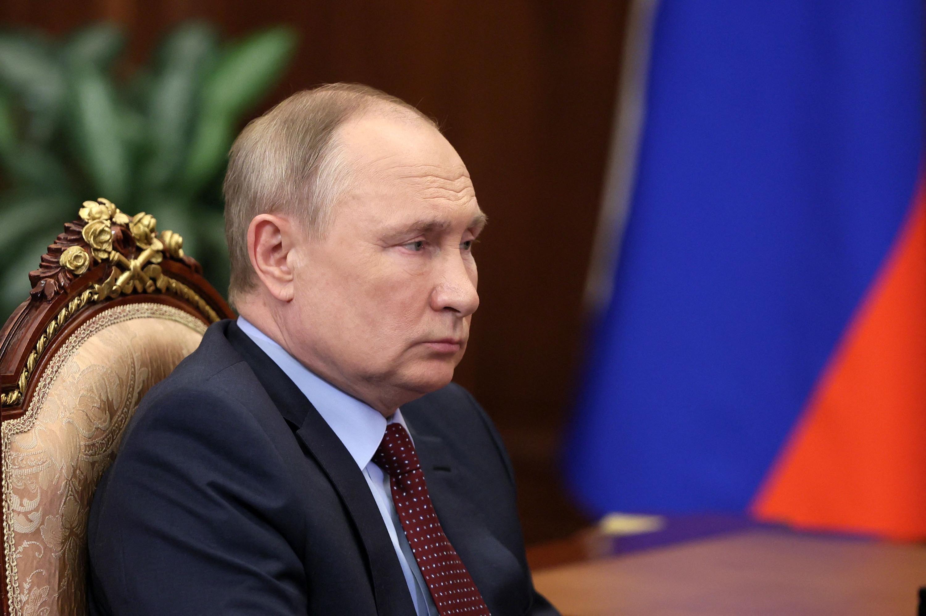Russian President Vladimir Putin attends a meeting at the Kremlin in Moscow, Russia on March 2. 