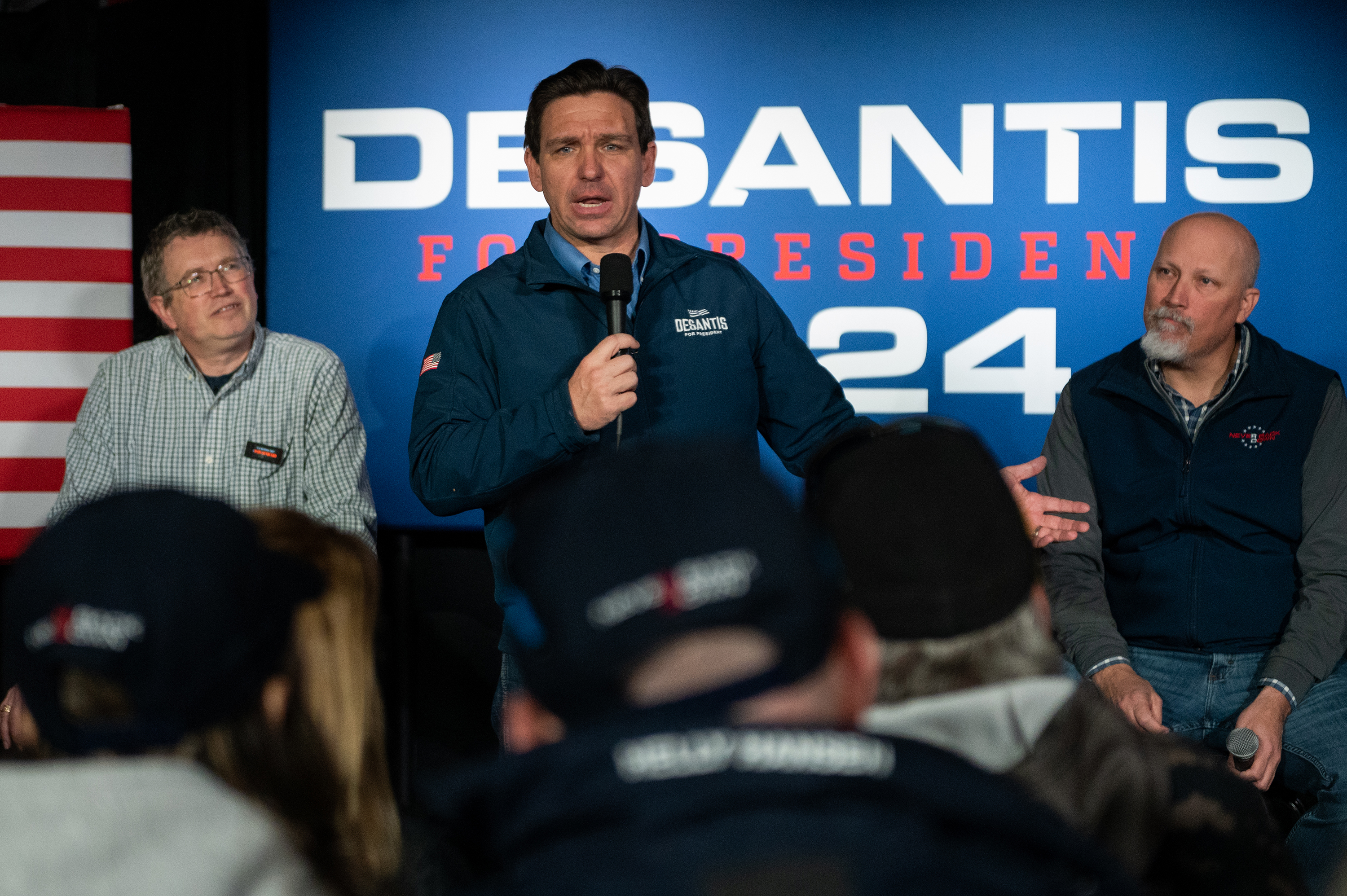 Florida Gov. Ron DeSantis holds a town hall at Wally’s in Hampton, New Hampshire, on January 17.