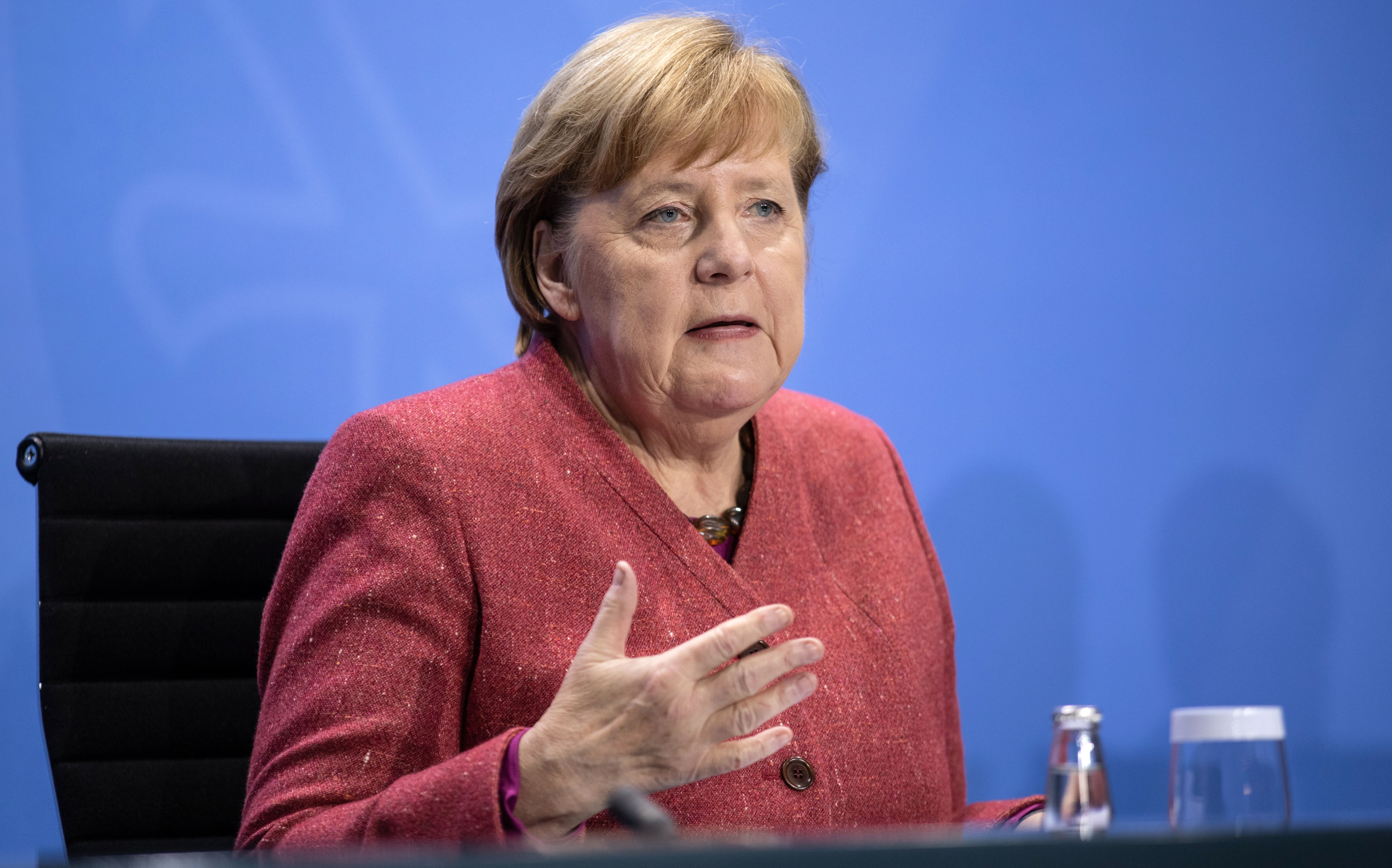 German Chancellor Angela Merkel speaks to the media on November 16 in Berlin.