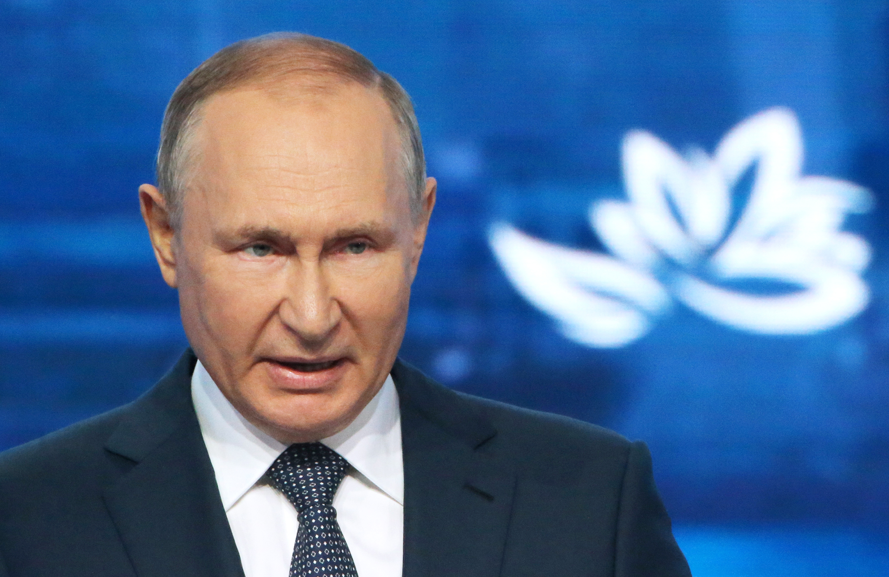 Russian President Vladimir Putin speaks at a forum on September 7.