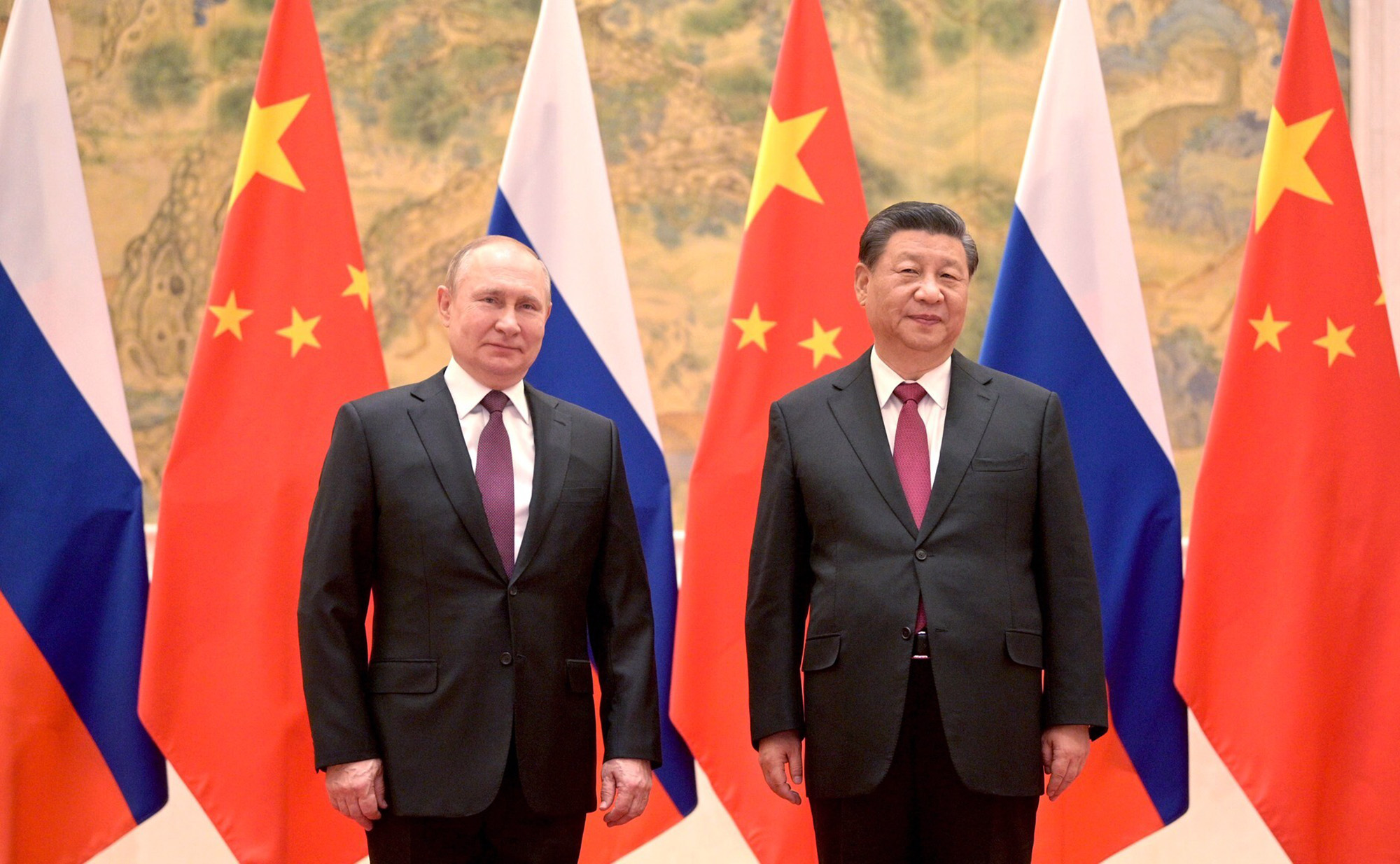 Russian President Vladimir Putin and Chinese leader Xi Jinping meet in Beijing on February 4, 2022.  