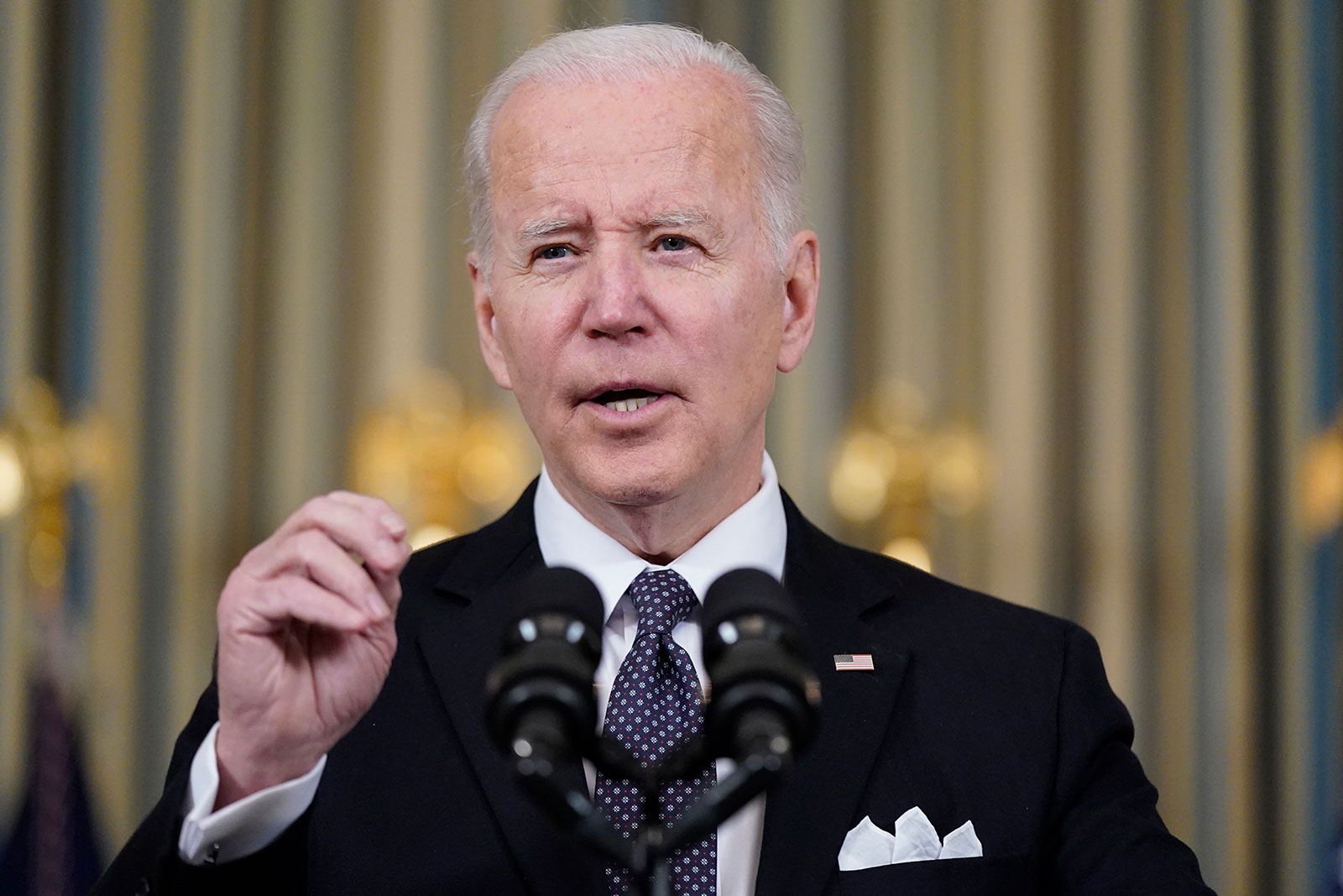 US President Joe Biden speaks at the White House on Monday.