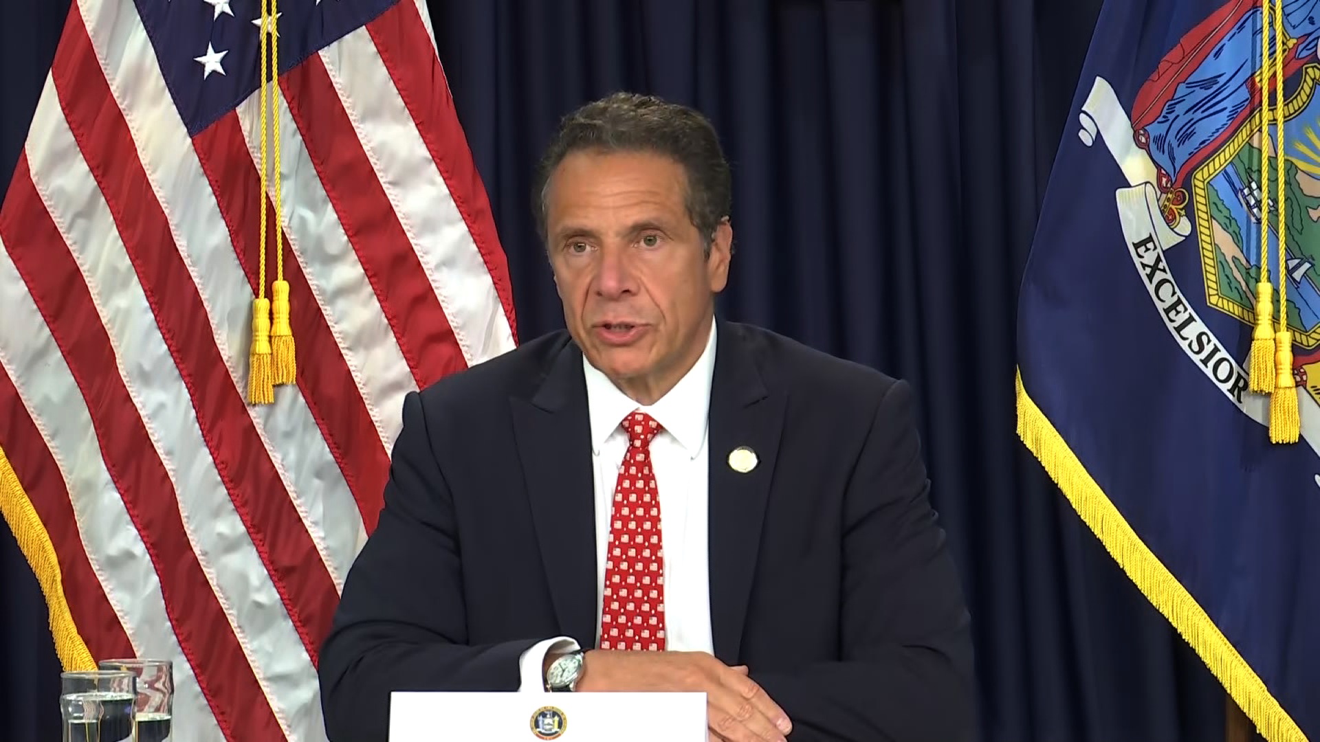 New York Gov. Andrew Cuomo speaks at a daily news conference in New York, on June 18.