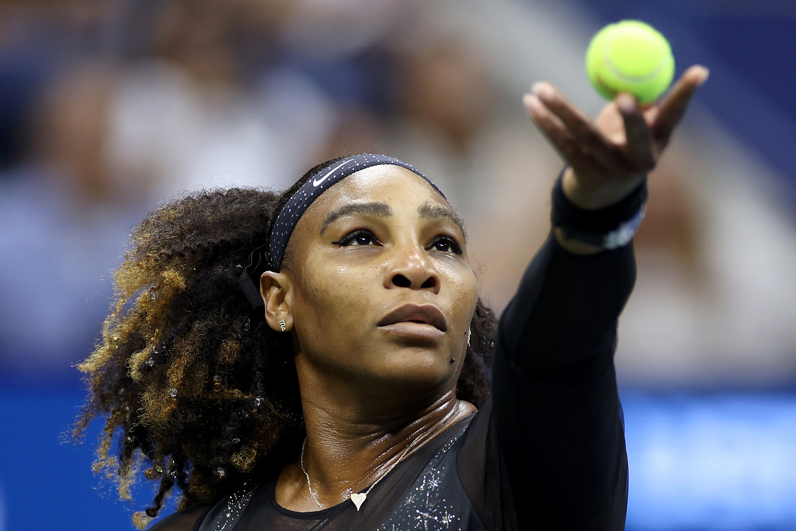 Serena Williams serves against Ajla Tomljanović on Friday.