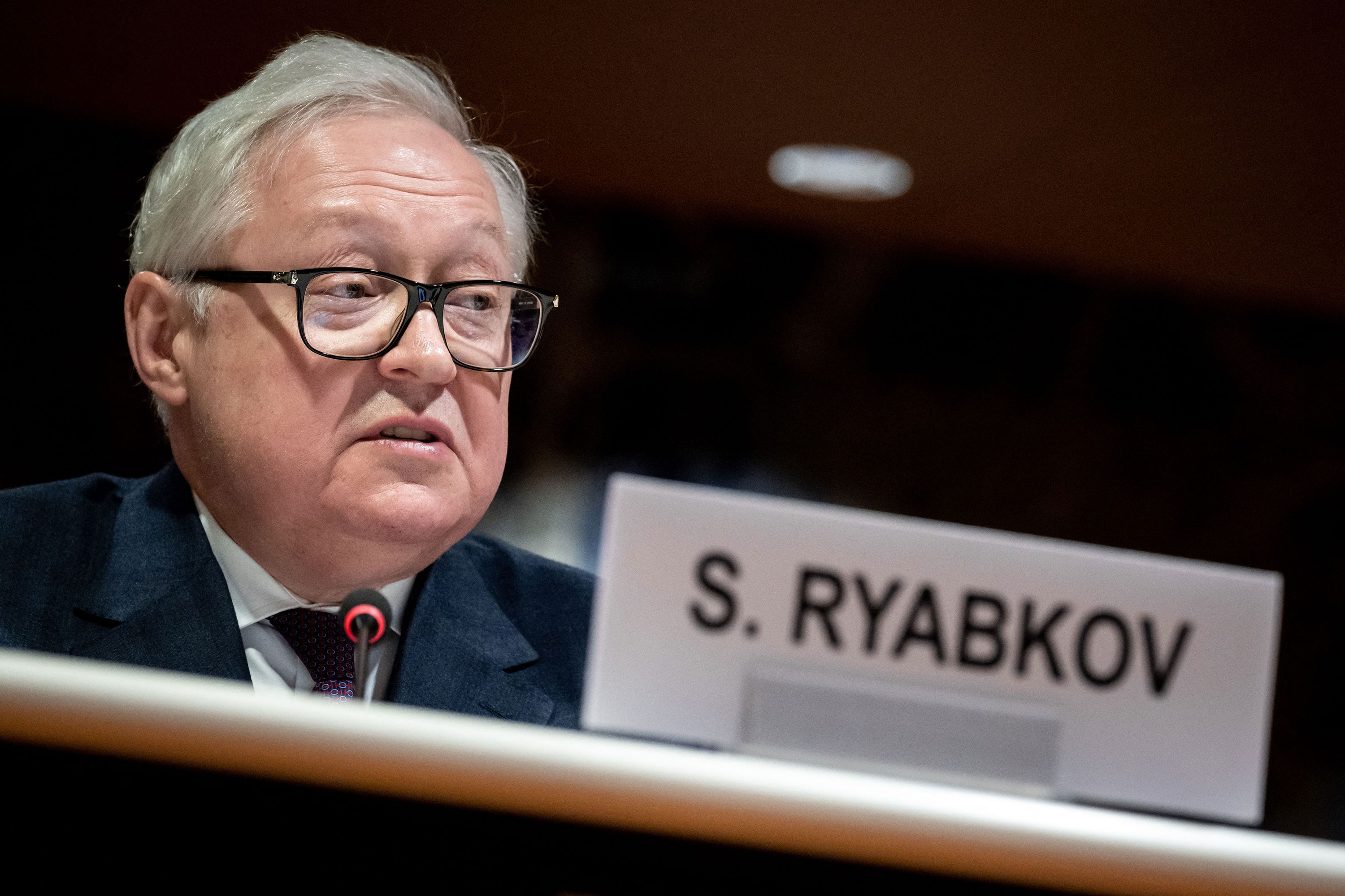Russian Deputy Foreign Minister Sergei Ryabkov delivers a speech during a session of the UN Conference on Disarmament in Geneva, Switzerland on March 2. 