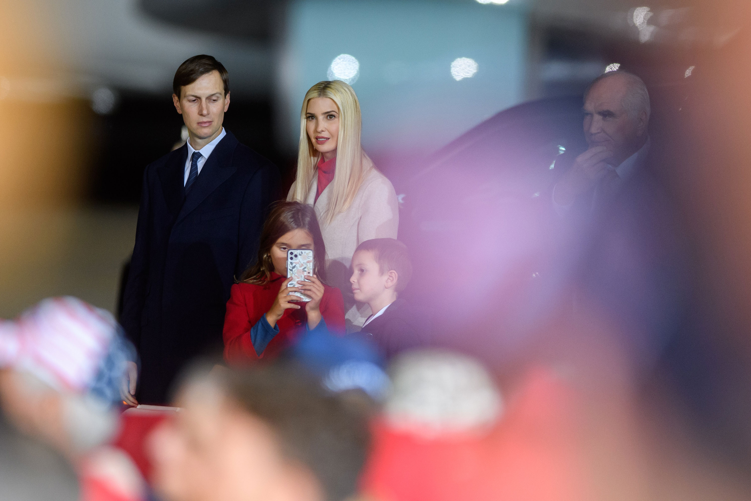 Jared Kushner, Ivanka Trump and their children attend a campaign rally in Moon Township, Pennsylvania, on September 22.