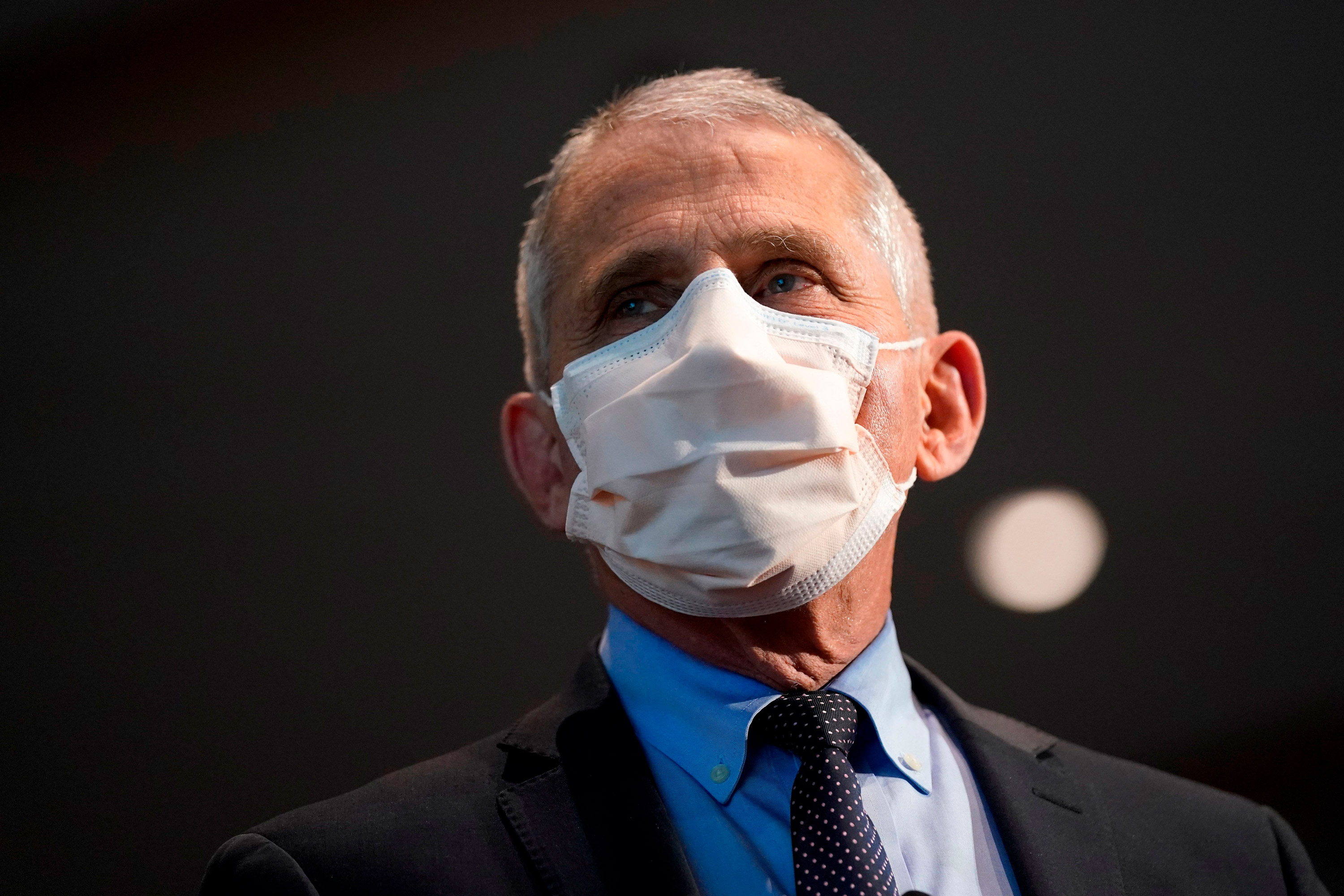 Dr. Anthony Fauci, director of the National Institute of Allergy and Infectious Diseases, speaks at the National Institutes of Health on December 22, 2020, in Bethesda, Maryland. 