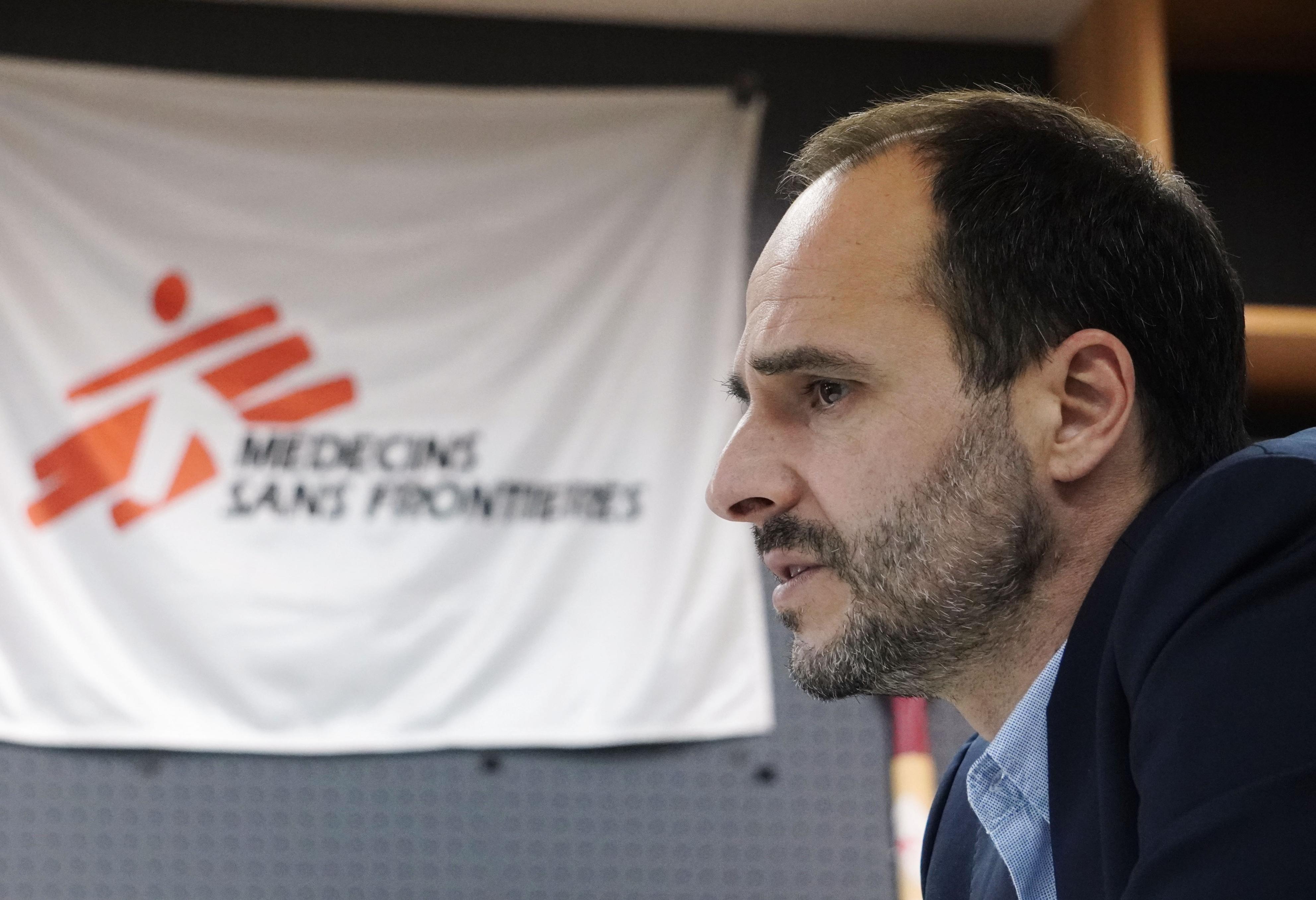Christos Christou, international president of the medical humanitarian aid organization Doctors Without Borders, known by its French acronym MSF (Medecins Sans Frontieres), speaks during an interview in Tokyo, Japan, on June 26, 2023.