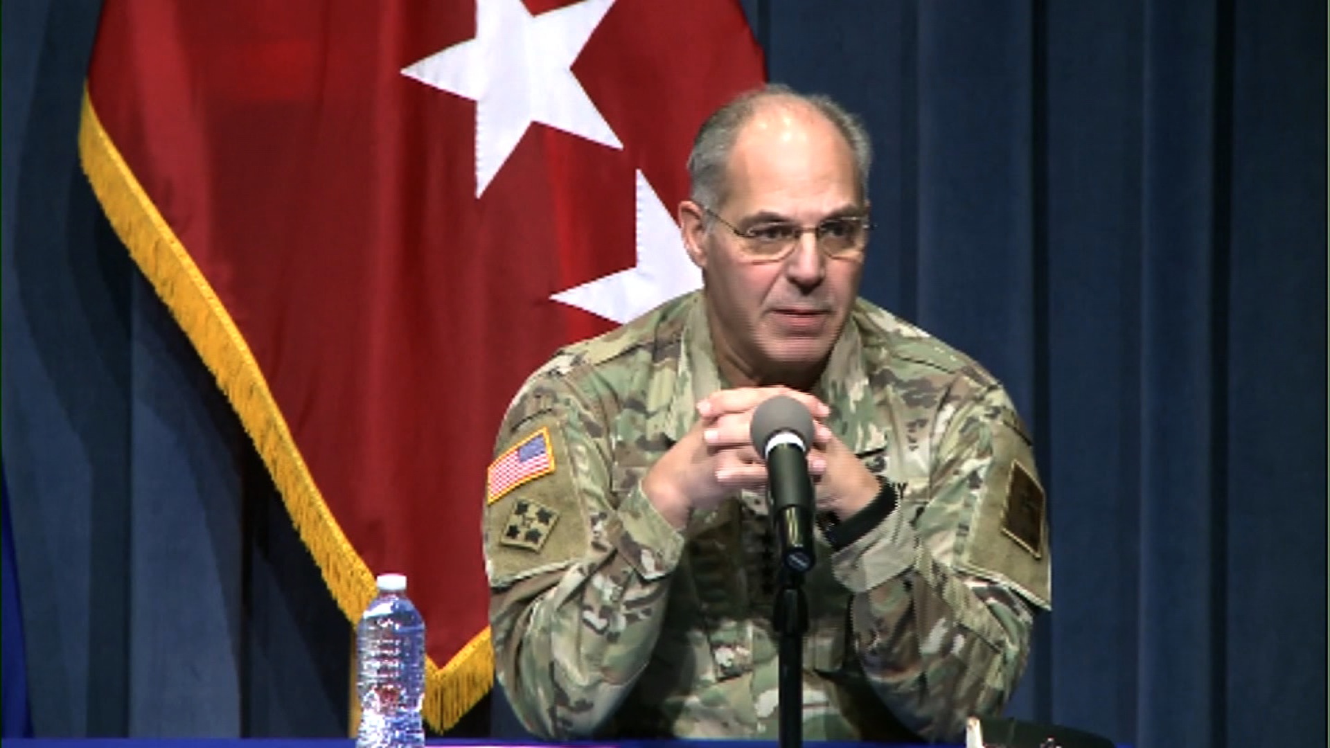 Gen. Gustave Perna, chief operating officer of Operation Warp Speed, speaks during a press conference on December 14.