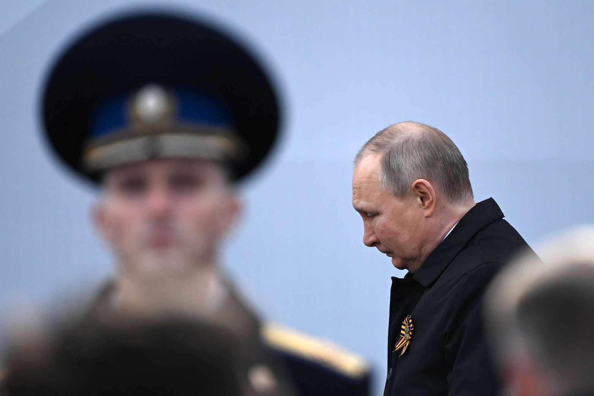 Russian President Vladimir Putin arrives to watch the Victory Day military parade at Red Square in Moscow on May 9, 2022.