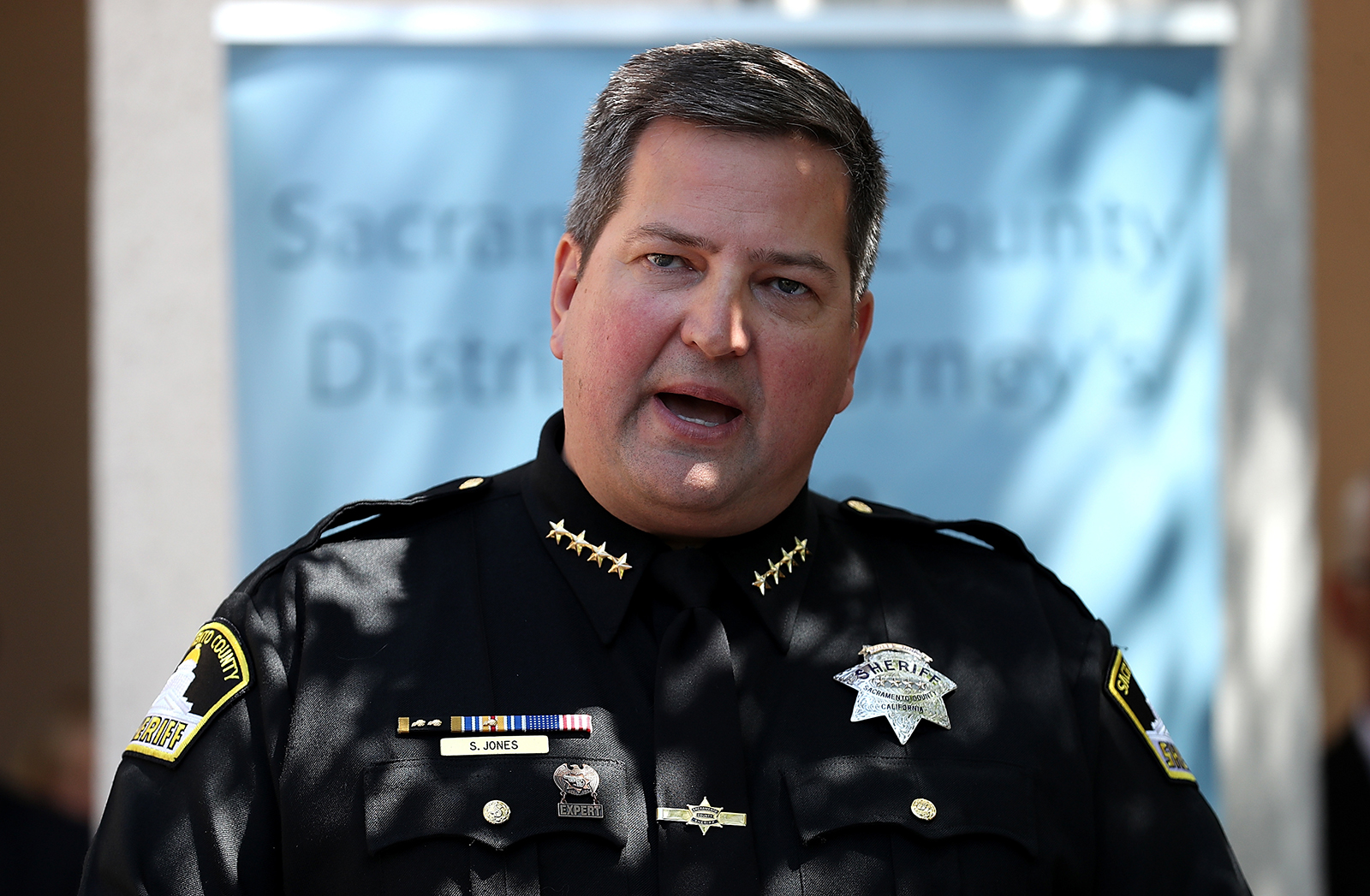 In this April 25, 2018 file photo, Sacramento sheriff Scott Jones speaks at a news conference on April 25, 2018 in Sacramento. 