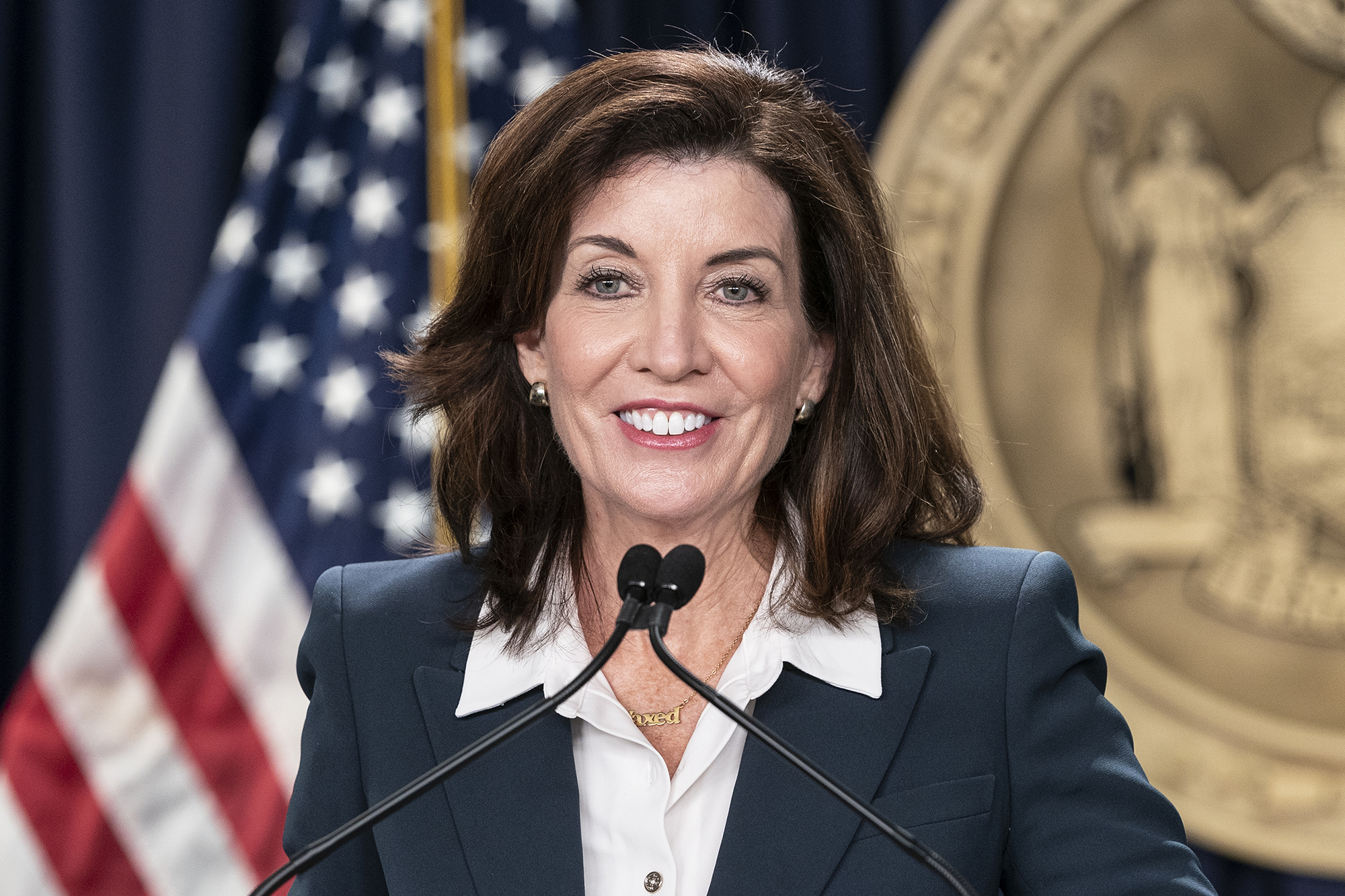 Governor Kathy Hochul holds media briefing at the governor's office on 3rd avenue in Manhattan on November 1st, 2021