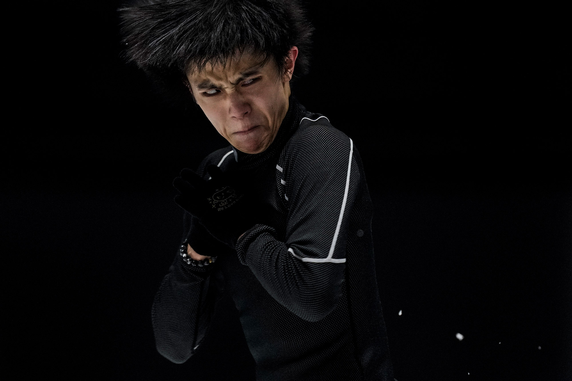 Japanese figure skater Yuzuru Hanyu attends a training session on Monday.