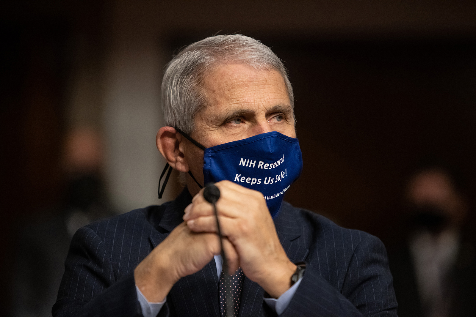 Dr. Anthony Fauci, director of the US National Institute of Allergy and Infectious Disease, prepares to testify during a hearing of US Senate Committee on Health, Education, Labor, and Pensions in Washington, DC, on September 23.