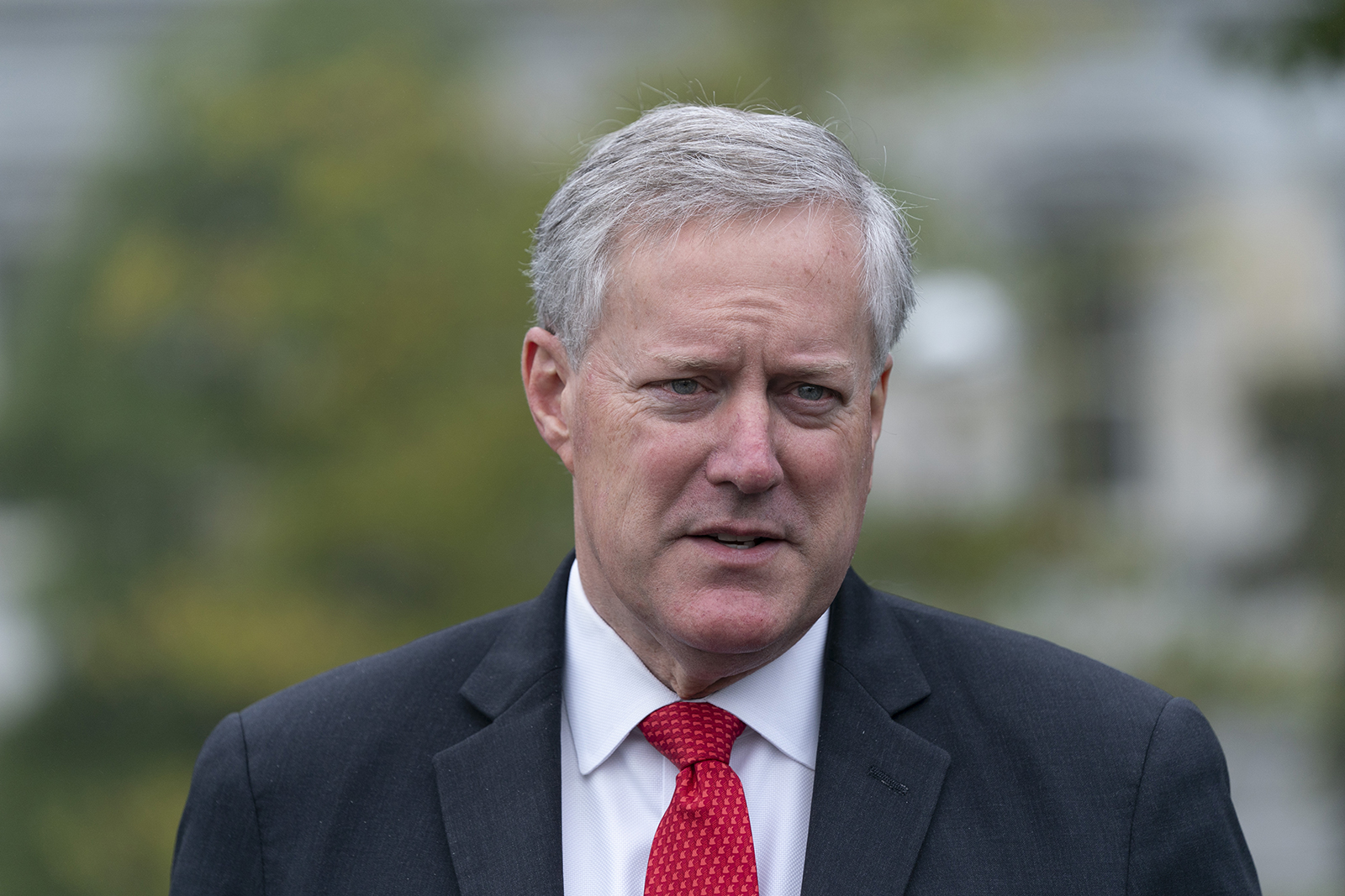 Mark Meadows, former White House chief of staff, speaks to members of the media outside of the White House in Washington, D.C., U.S., on Wednesday, Oct. 21, 2020. (Chris Kleponis/Polaris/Bloomberg/Getty Images)