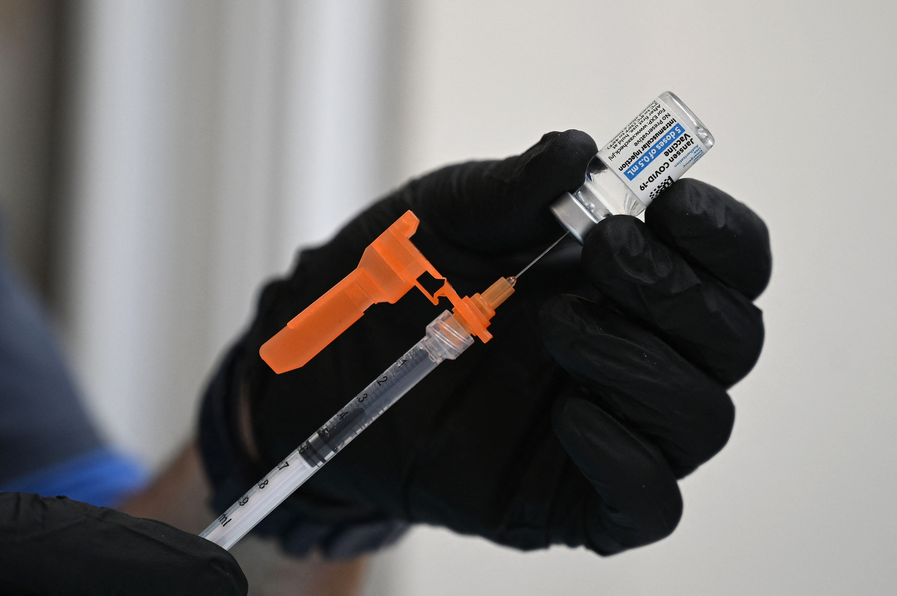 A nurse fills a syringe with Johnson & Johnson's Covid-19 vaccine at a clinic in Pasadena, California, on August 19. 