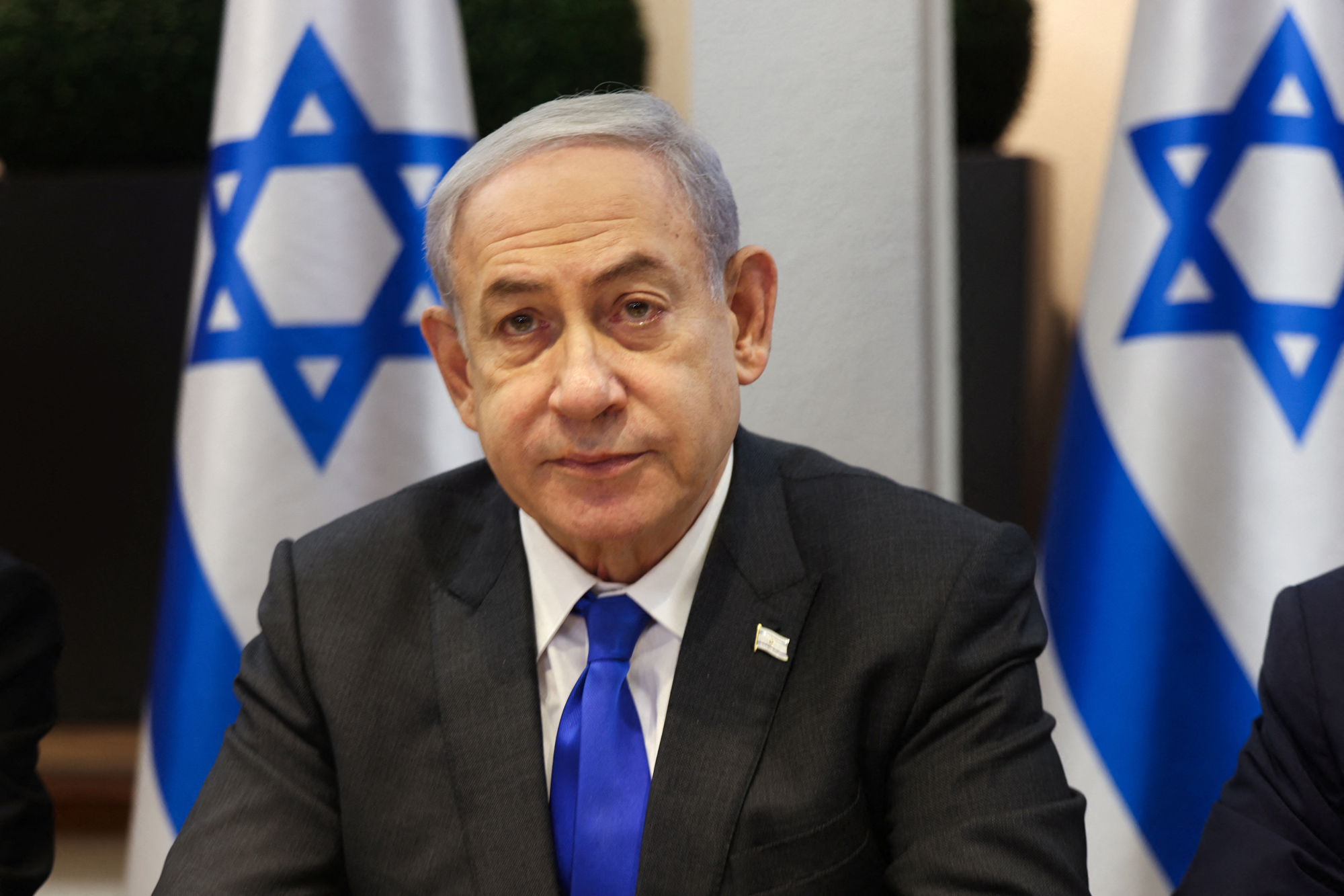 Israeli Prime Minister Benjamin Netanyahu chairs a Cabinet meeting at the Kirya, which houses the Israeli Ministry of Defense, in Tel Aviv, Israel, on December 17.