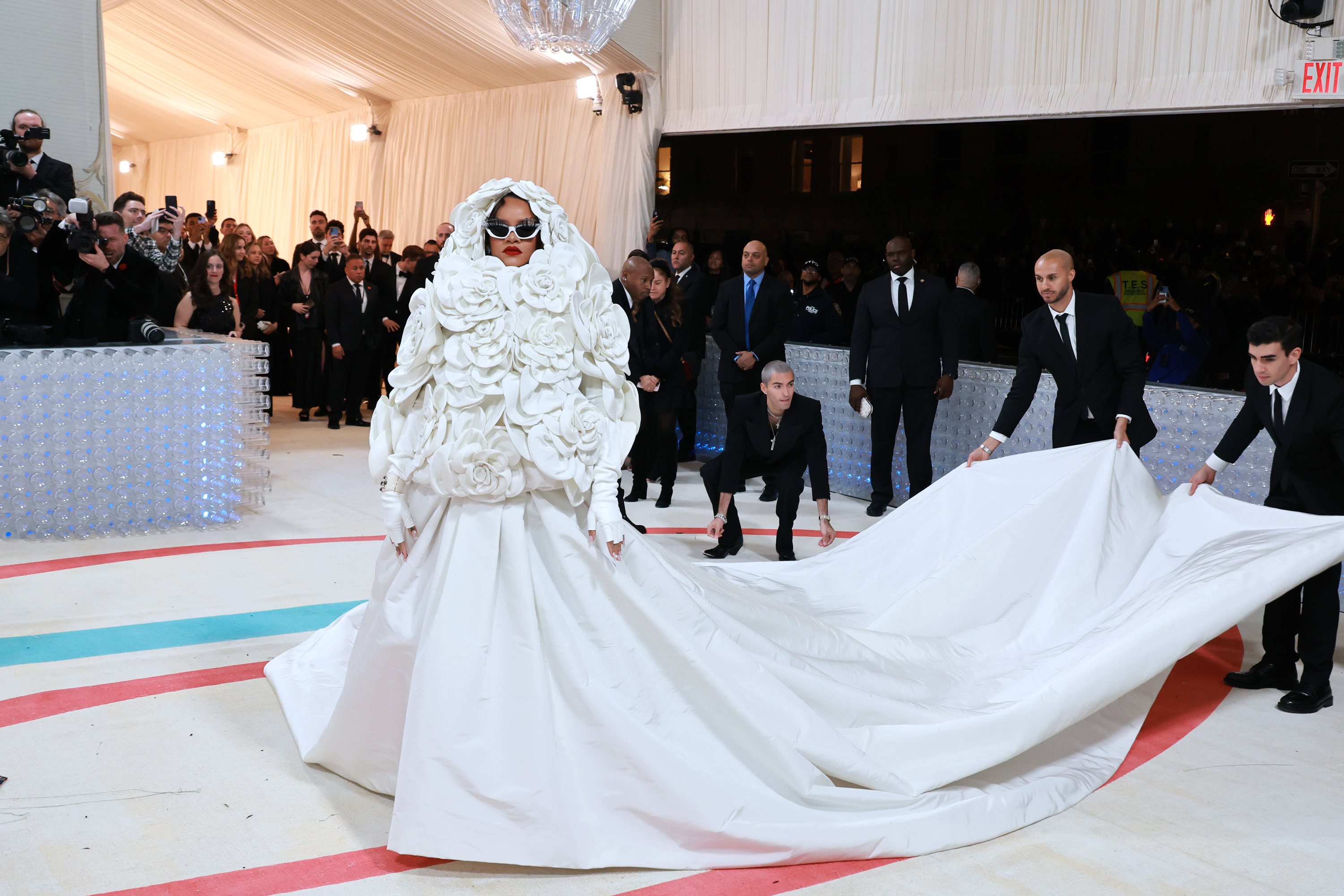 Rihanna attends The 2023 Met Gala Celebrating "Karl Lagerfeld: A Line Of Beauty" at The Metropolitan Museum of Art on May 1, in New York City.