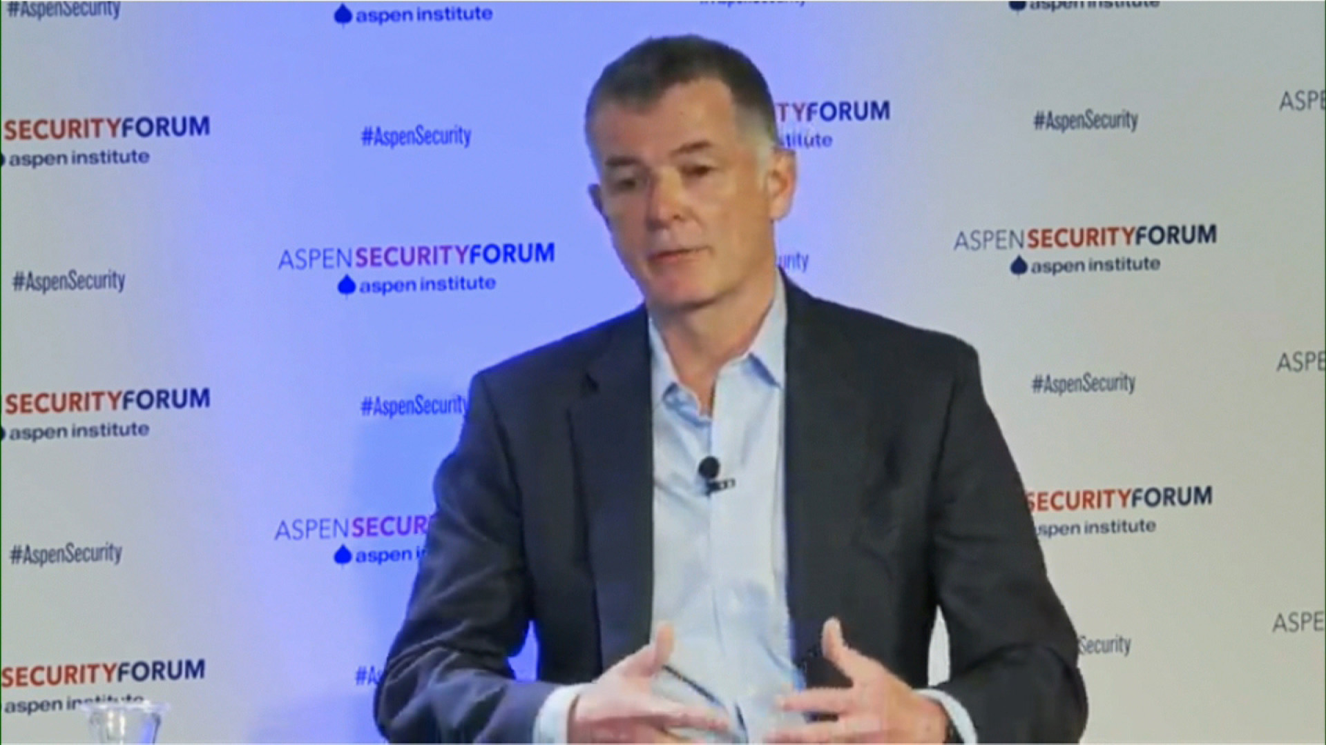 Richard Moore, the head of MI6 speaks with CNN, at the Aspen Security Forum on Thursday July 21. 