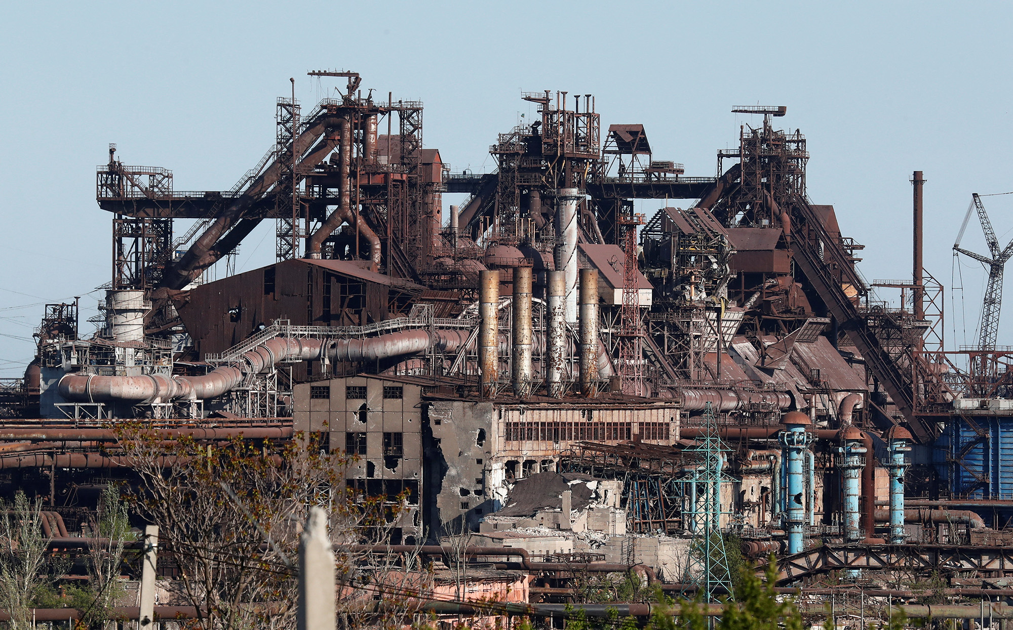 The heavily damaged Azovstal Iron and Steel Works in the southern port city of Mariupol, Ukraine, on May 12.