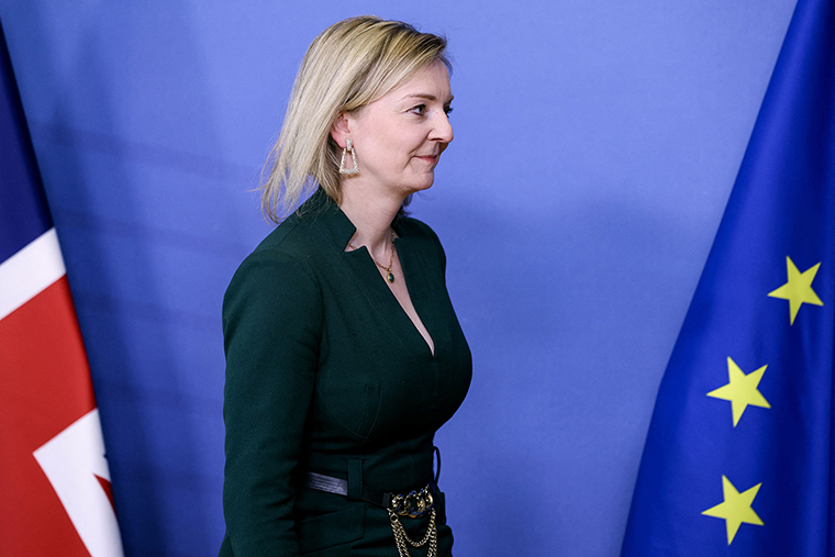 British Foreign Secretary Liz Truss arrives for an EU-UK Withdrawal Agreement Joint Committee in Brussels on Monday, February 21. 