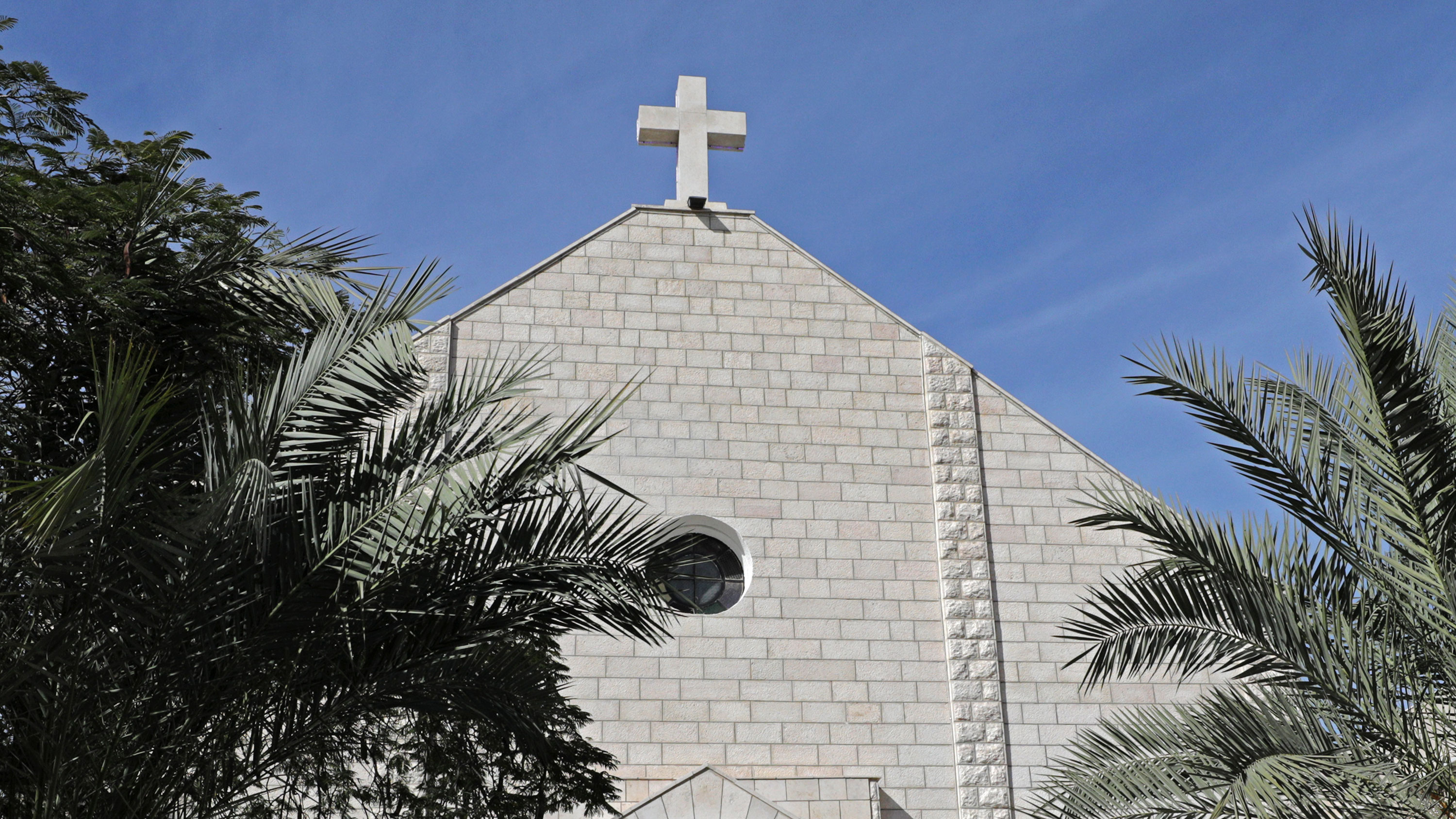 The exterior of the Roman Catholic Church of the Holy Family in Gaza City on January 21, 2018. 