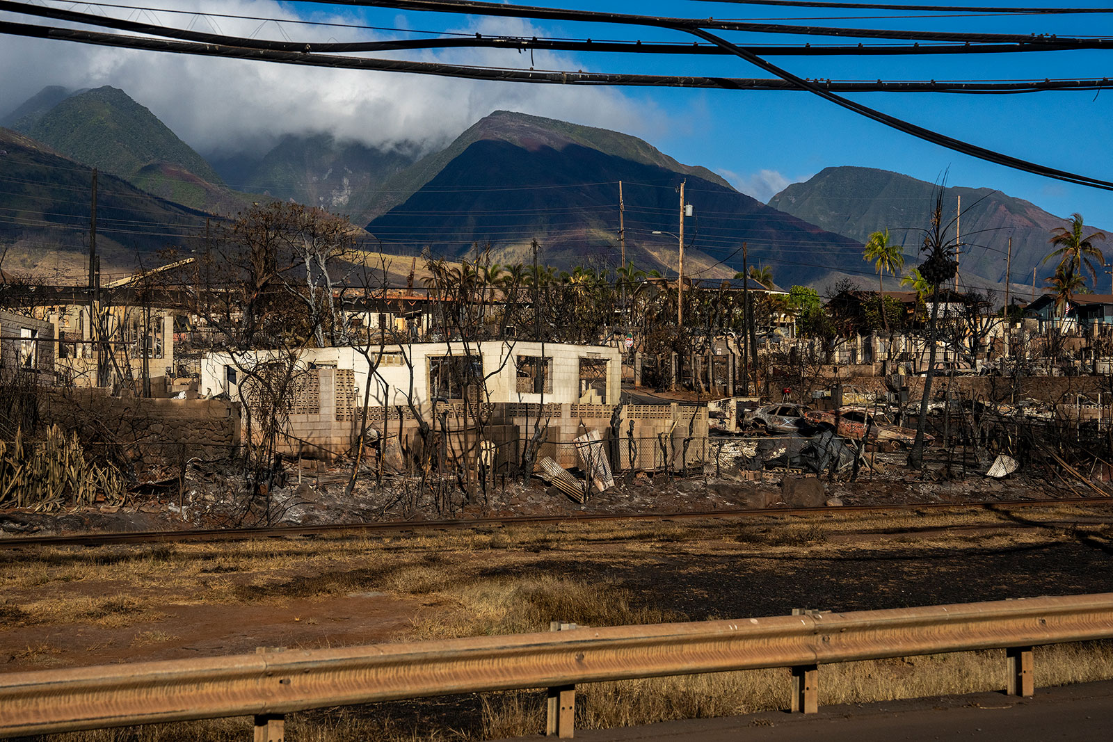 Burned out homes are seen in Lahaina, Hawaii, on August 13.
