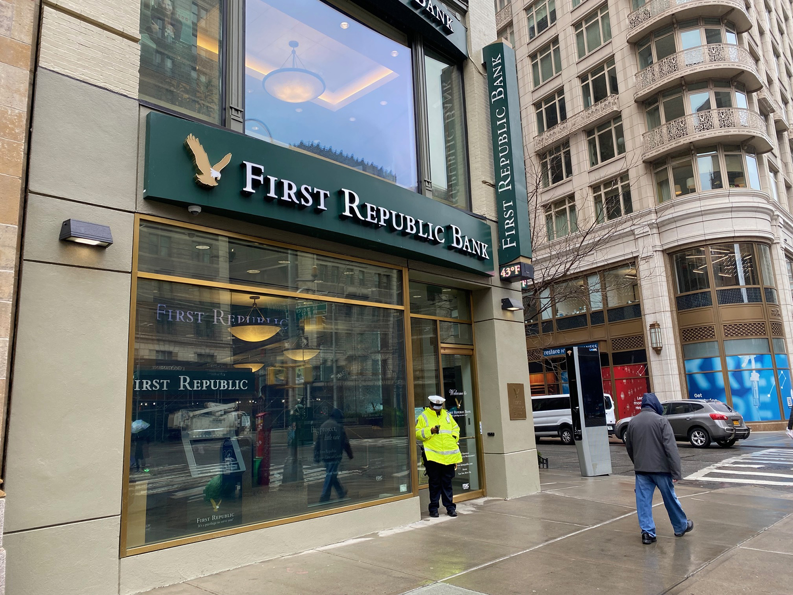 The exterior of a First Republic Bank branch is seen on Broadway on the Upper West Side in New York City, on March 13.