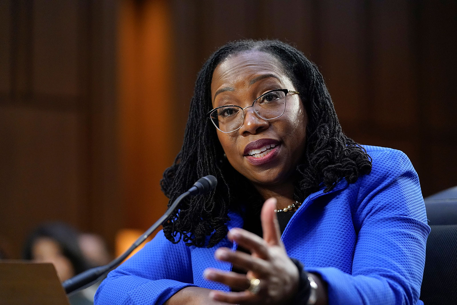 Supreme Court nominee Judge Ketanji Brown Jackson testifies during her Senate Judiciary Committee confirmation hearing on Capitol Hill in Washington, DC, on March 23.