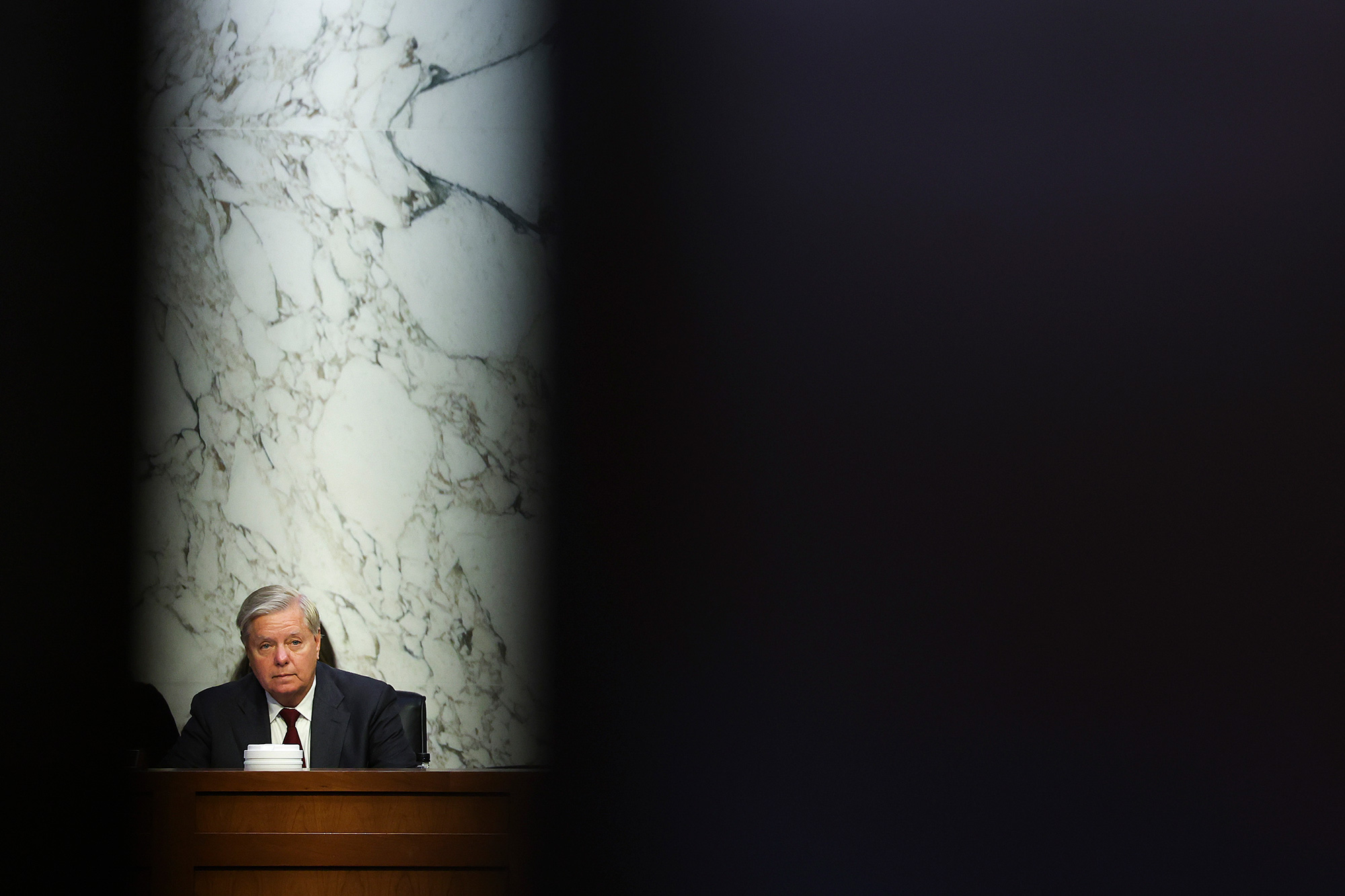 Senator Lindsey Graham questions Peiter Zatko during a Senate Judiciary Committee in Washington, on September 13.