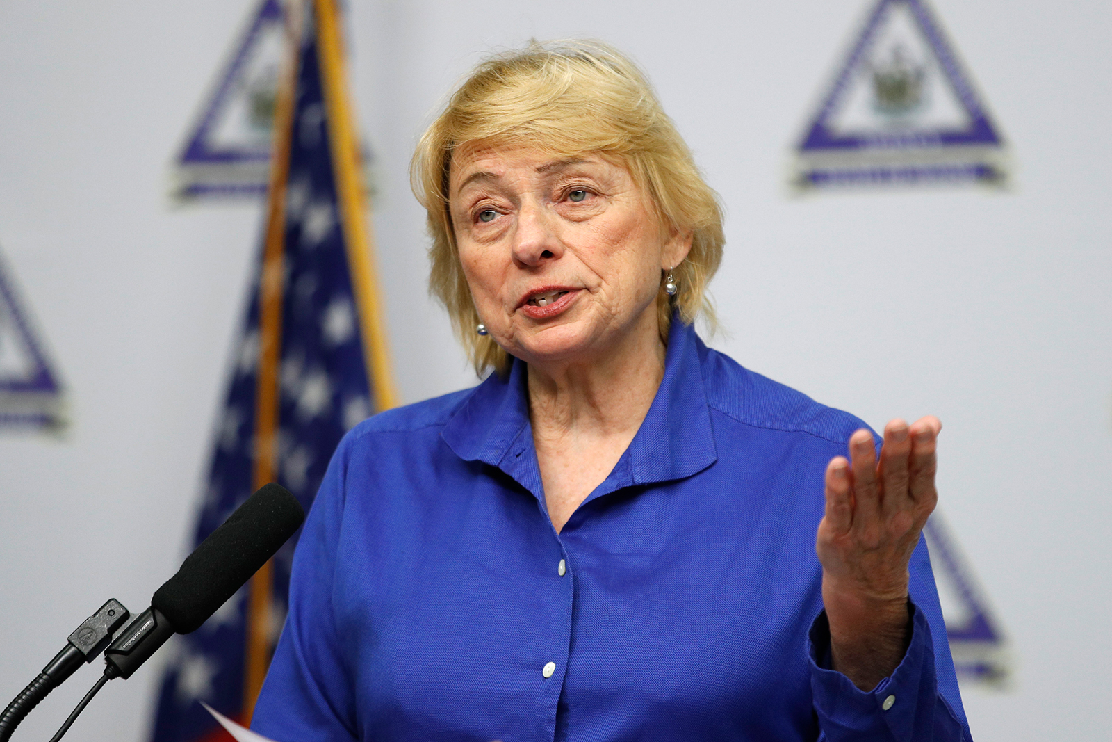 Maine Gov. Janet Mills speaks at a news conference where she announced new plans for the stay-at-home order on April 28, in Augusta, Maine.