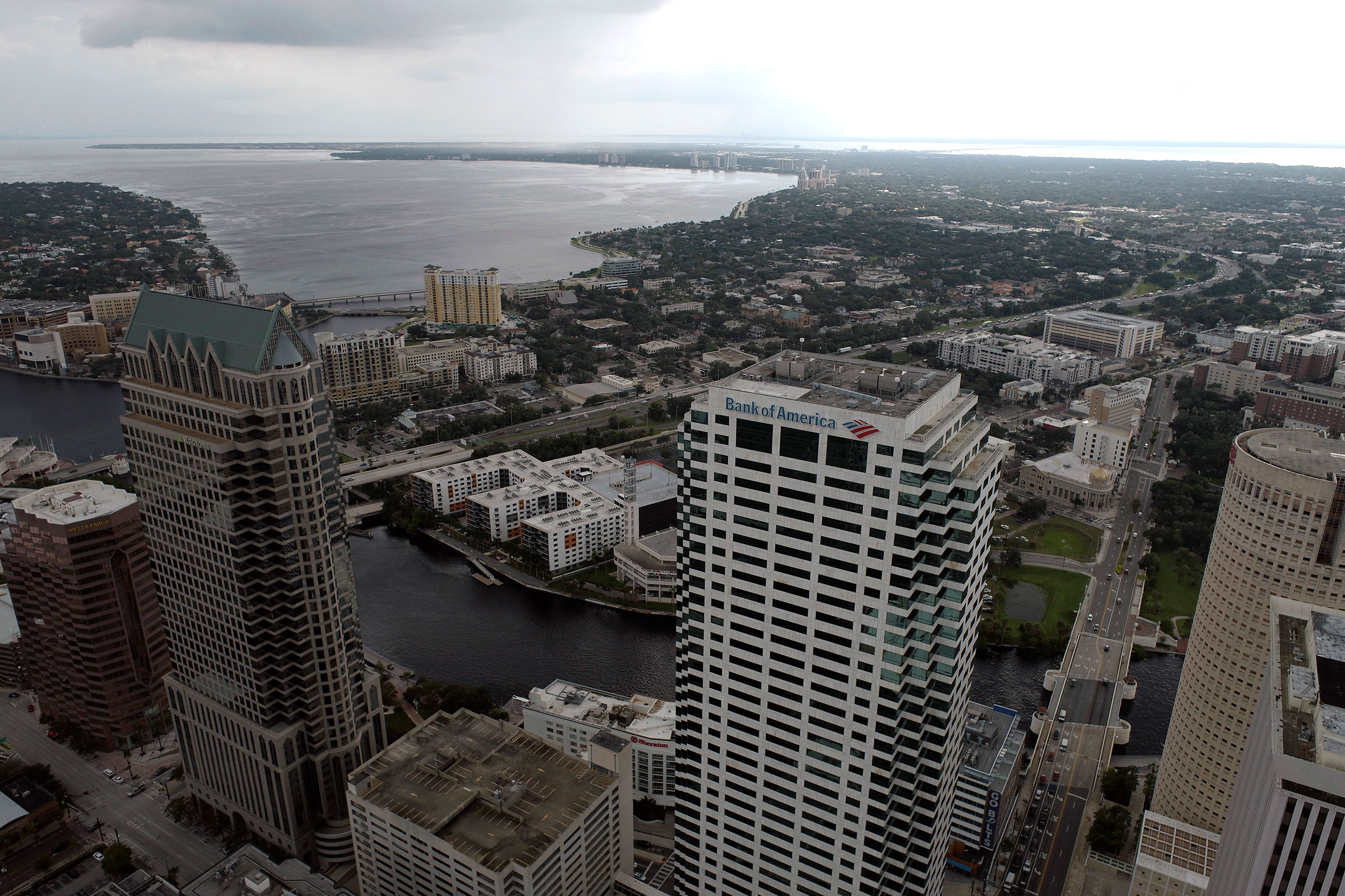 The city of Tampa, Florida, is seen from above on Monday.