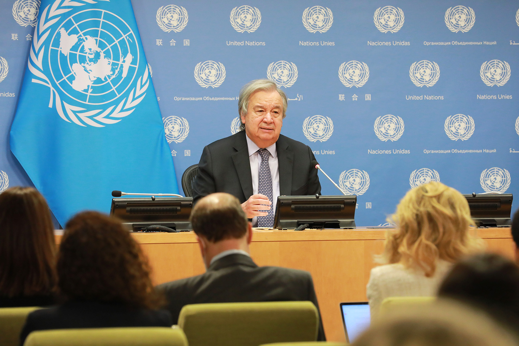 UN Secretary-General Antonio Guterres speaks at an end-of-year press conference at the UN headquarters in New York, on December 19.