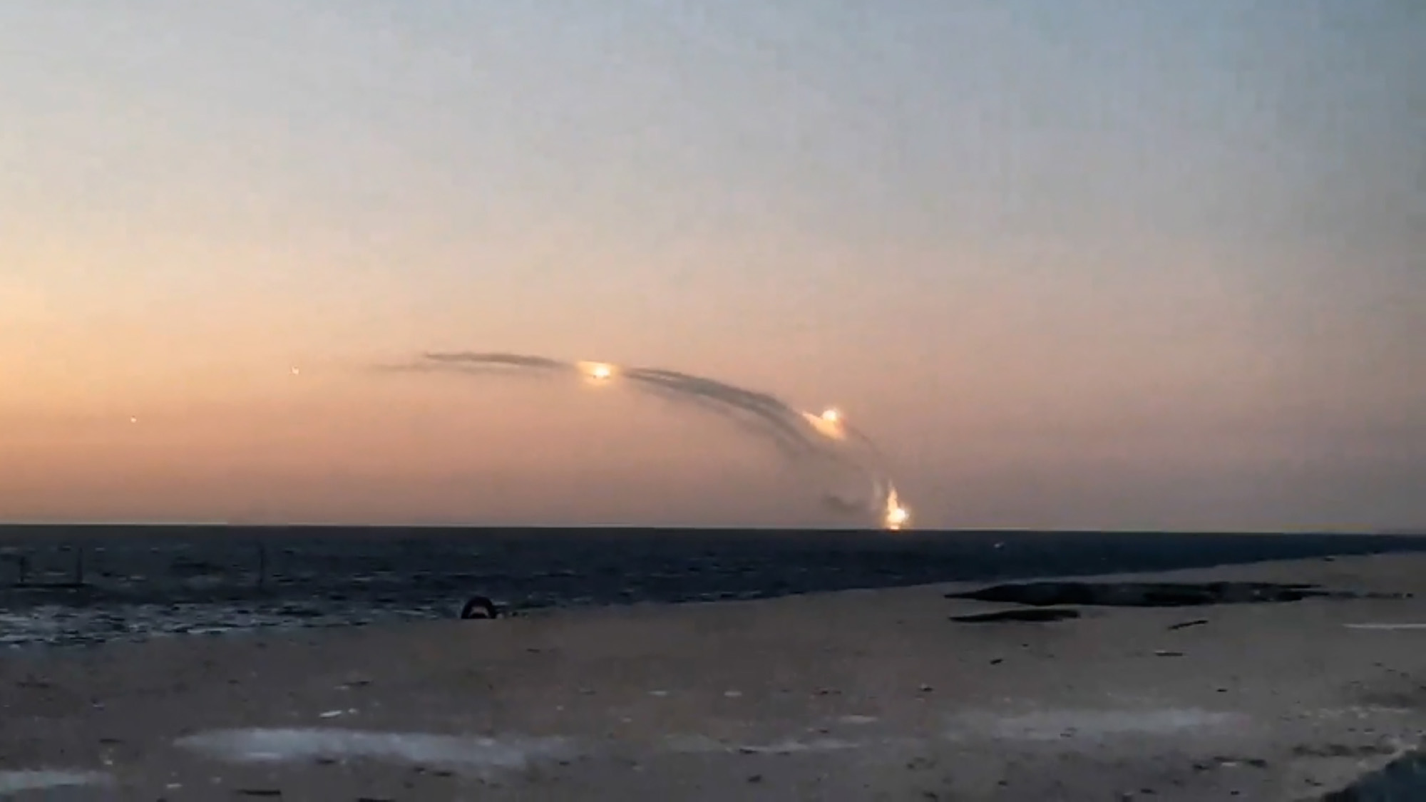 A video from a Telegram post on March 22, shows the launch of several cruise missiles from a vessel located off the coast of Crimea, just west of the city of Sevastopol 