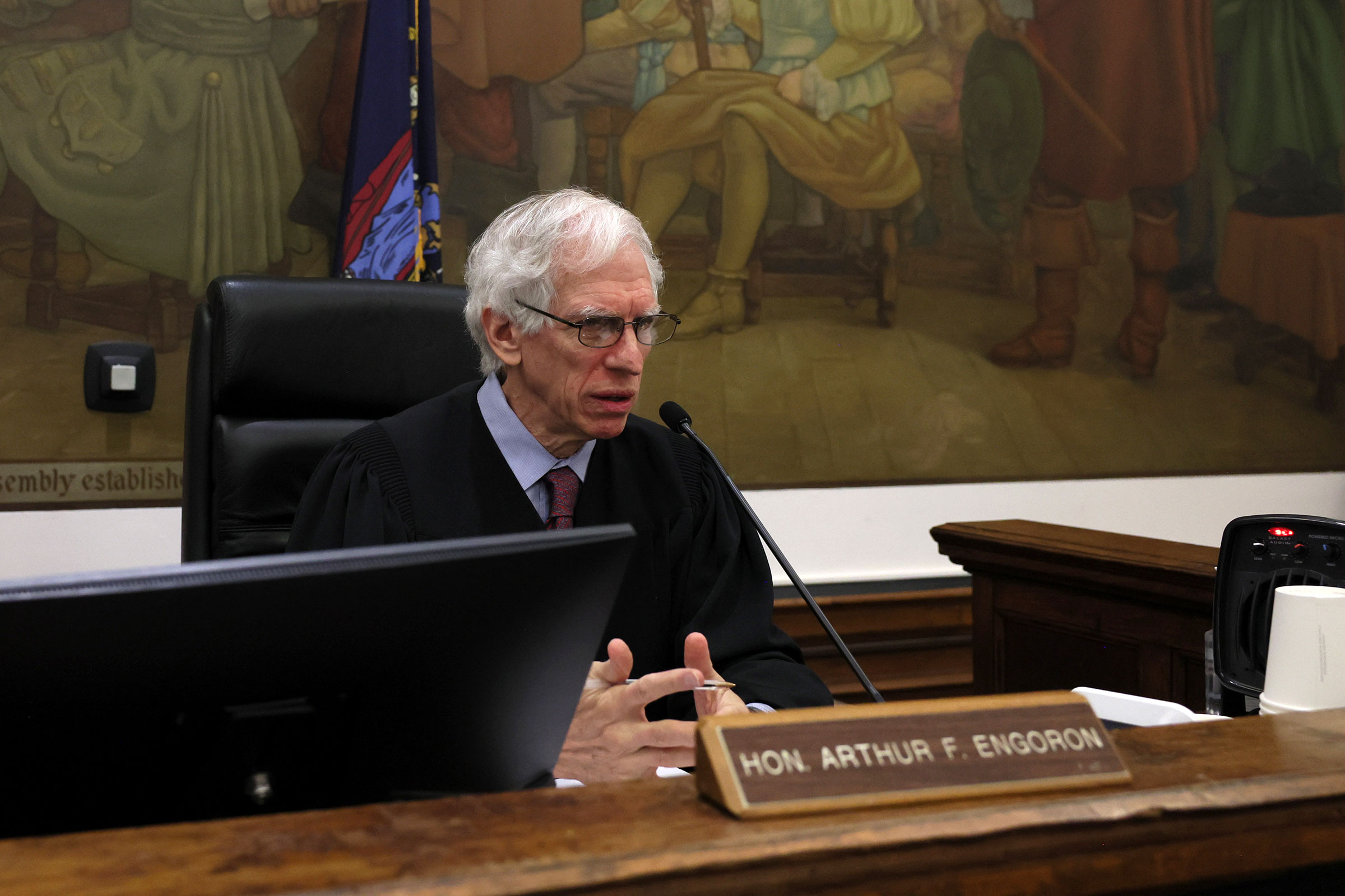 Justice Arthur Engoron presides over the civil fraud trial of former President Donald Trump at New York State Supreme Court on November 6, 2023 in New York City. 