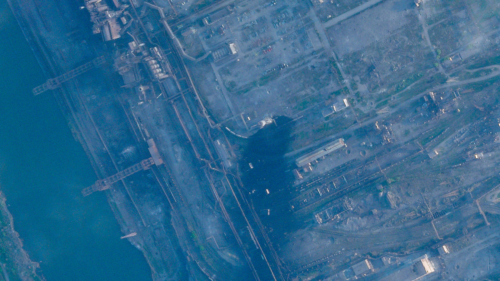 This satellite image shows smoke rising at the Azovstal steelworks in Mariupol, Ukraine, on Wednesday, May 4.