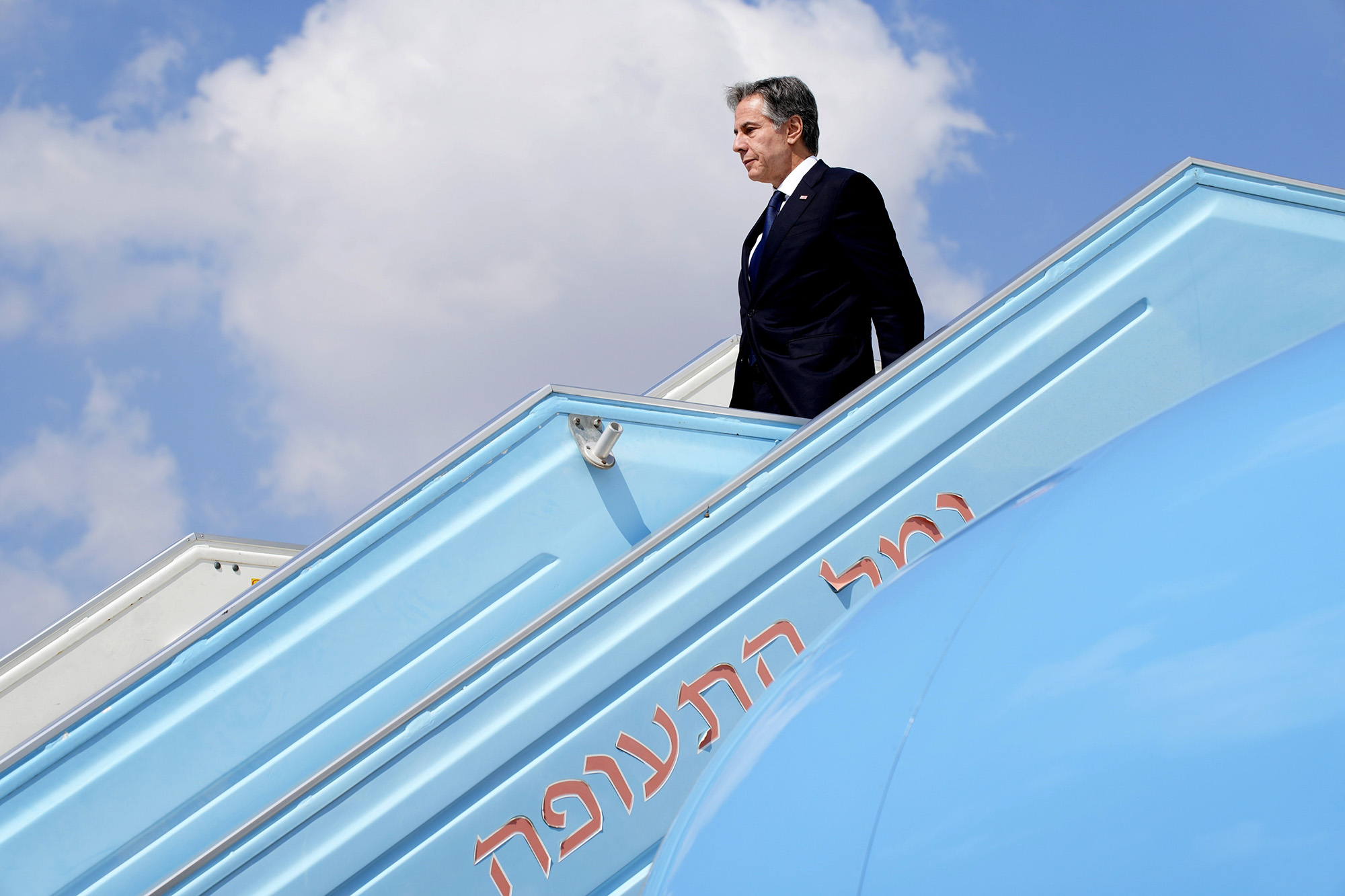 U.S. Secretary of State Antony Blinken arrives in Tel Aviv, Israel, on October 16.