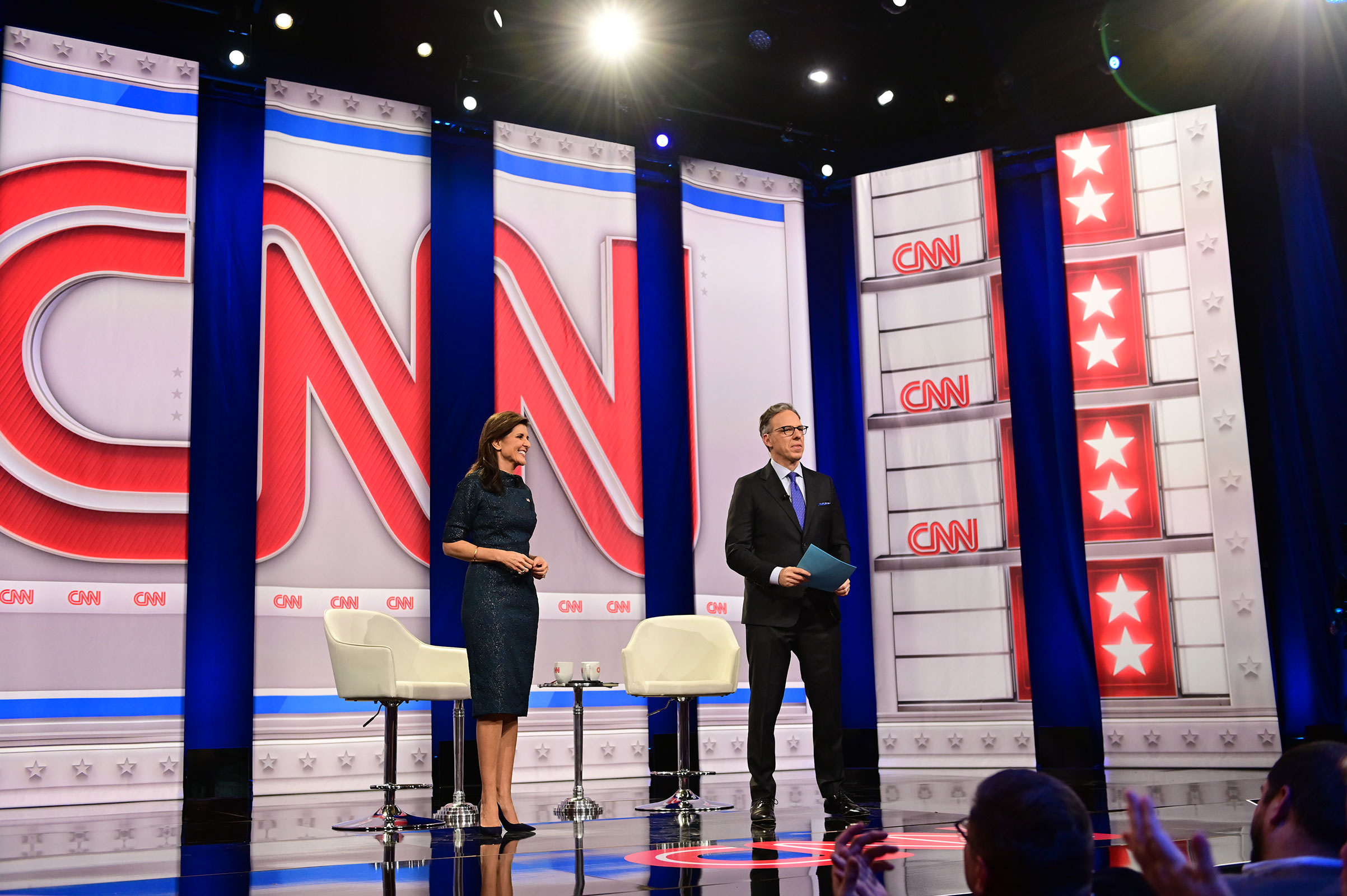 Former South Carolina Gov. Nikki Haley participates in a CNN Republican Presidential Town Hall moderated by CNN’s Jake Tapper at New England College in Henniker, New Hampshire, on January 18.