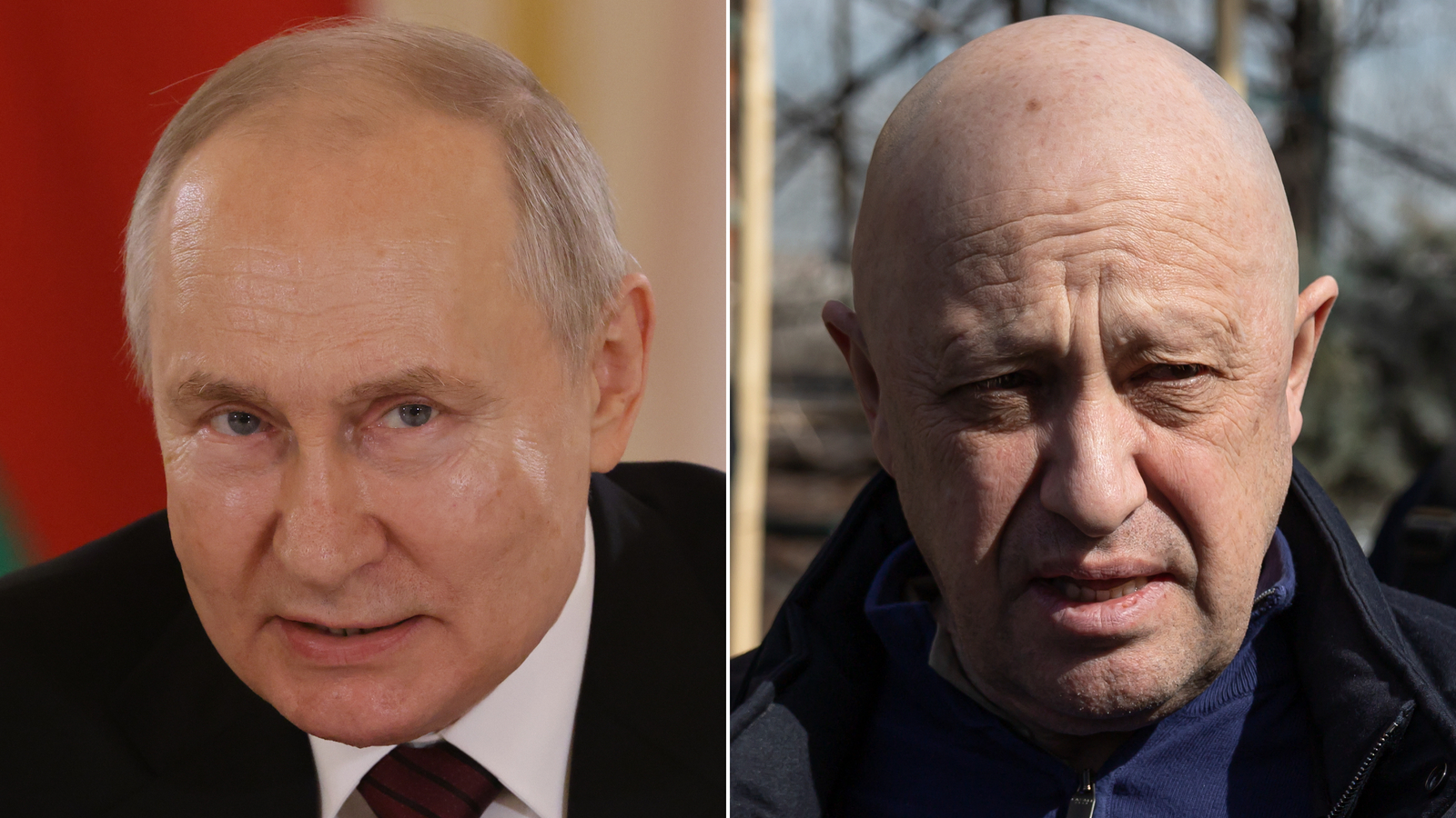 Russian President Vladimir Putin, left, and Wagner boss Yevgeny Prigozhin.