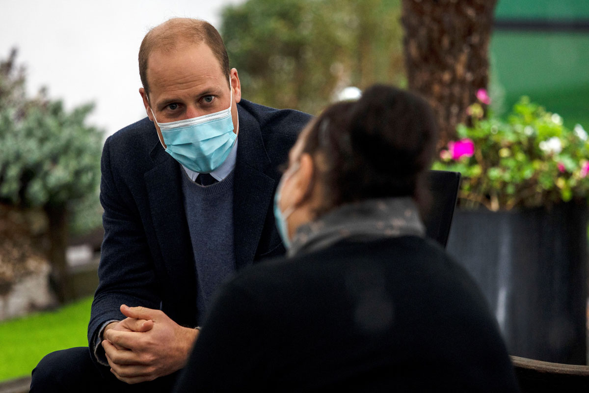 Britain's Prince William meets patients and staff during a visit to attend the ground-breaking ceremony for the Oak Cancer Centre at The Royal Marsden hospital in central London on October 21.