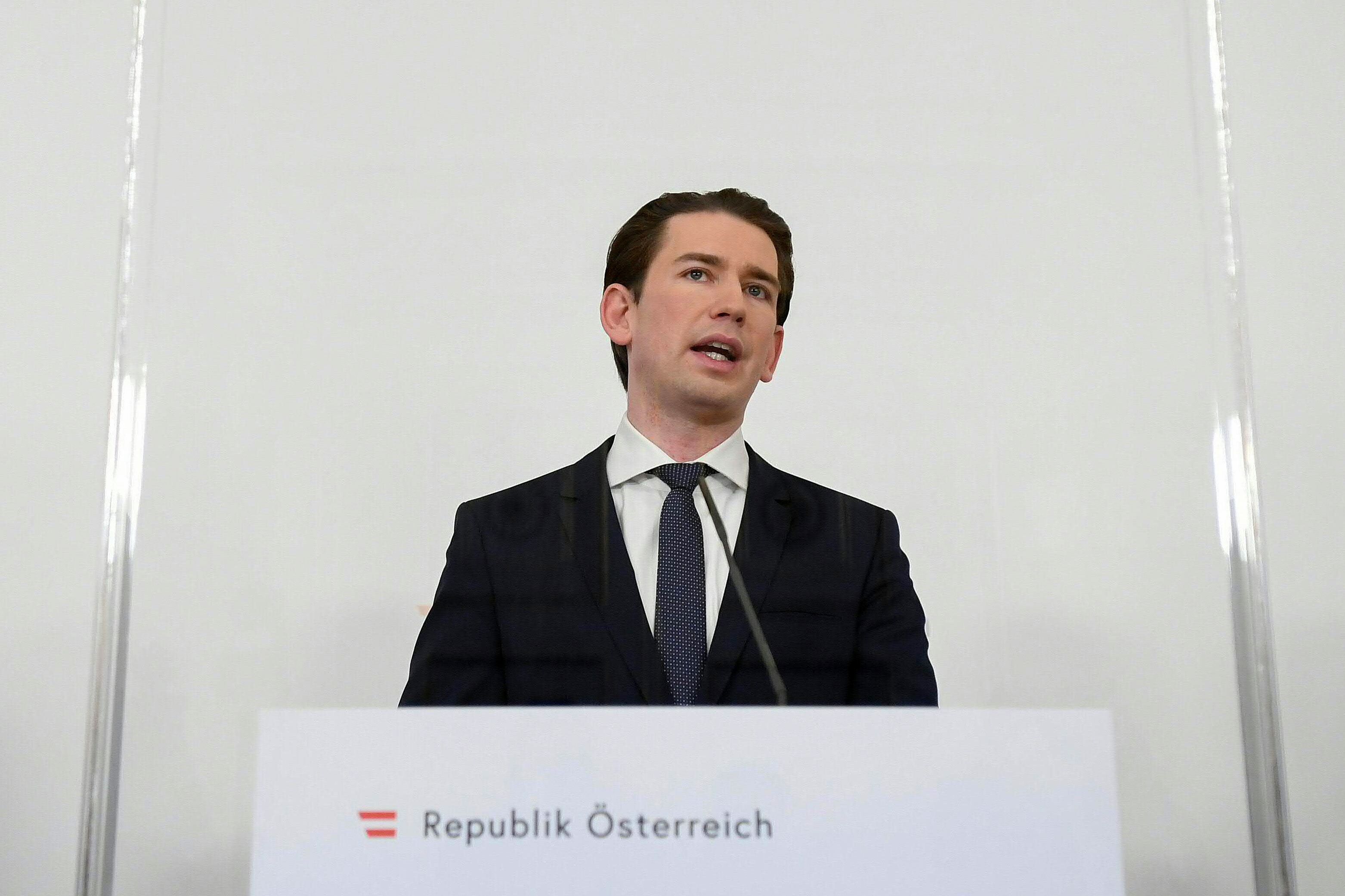 Austrian Chancellor Sebastian Kurz speaks at a press conference in Vienna, Austria, on February 1.
